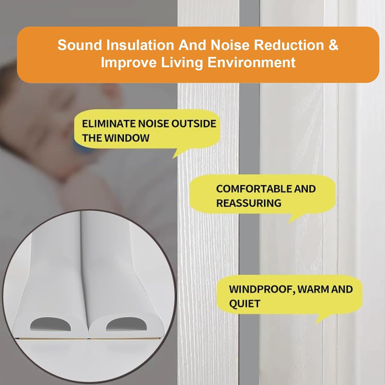 Weather Stripping Door Seal Strip, 20FT D-Type Self-Adhesive Foam Tape Soundproof & Weatherproof Insulation for Doors and Windows, Anti-Collision Rubber Seal Draft Stopper for Home (White) image number 1