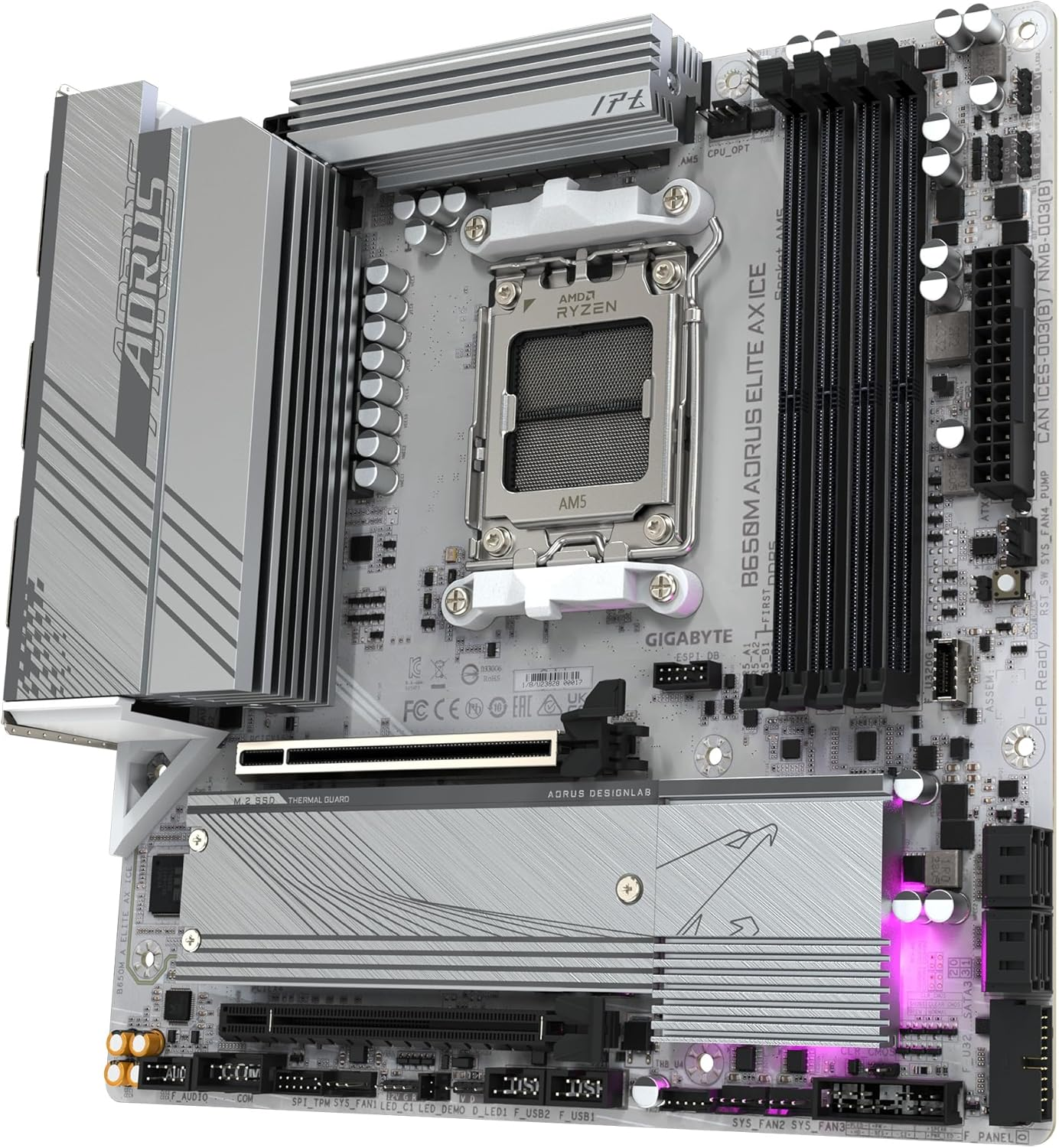 Gigabyte AM5 B650M AORUS ELITE AX ICE DDR5 Motherboard image number 2