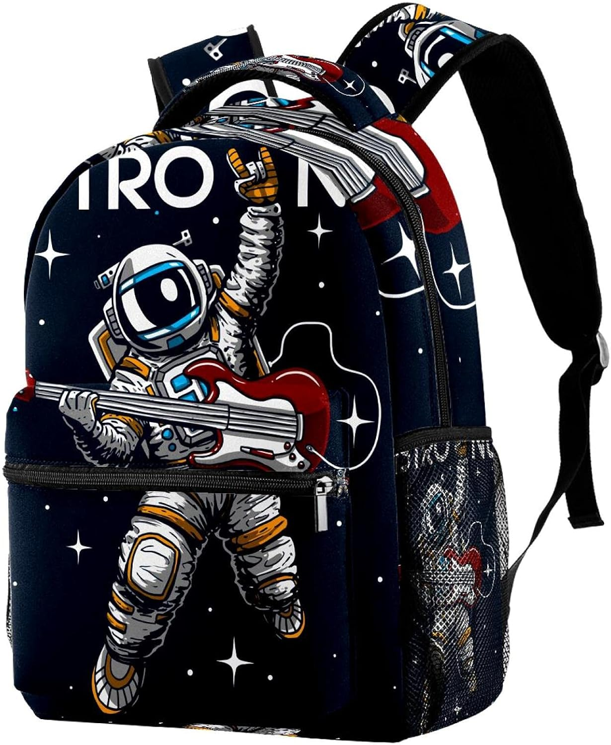 Crazy Astronaut Playing Guitar Backpack Students Shoulder Bags Travel Bag College School Tote Backpacks image number 1