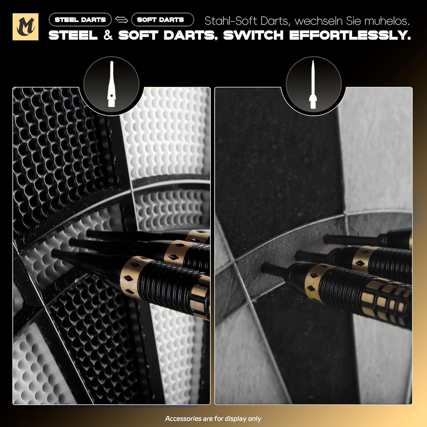 Magerabbit Professional Steel Darts Set,Copper Barrel,Metal Tip Darts with Dart Carrying Case +Extra Flight+ Alum Shafts+Dart Tools. Metal Darts,Steel Tip Darts for Dartboard