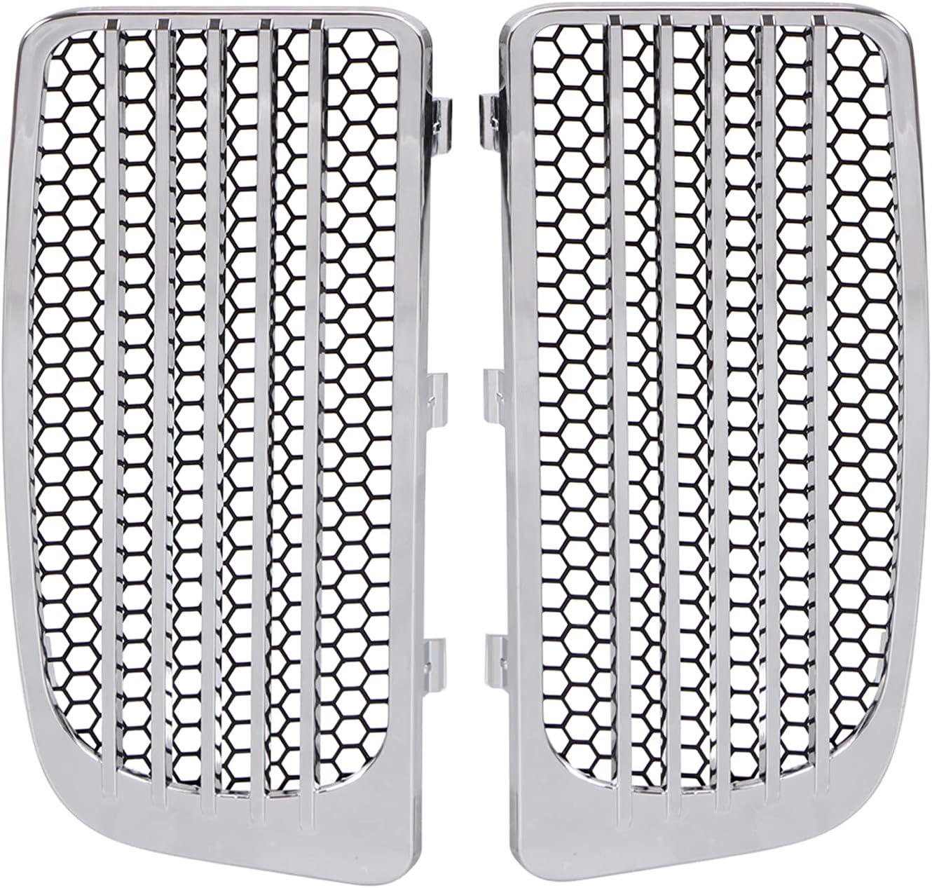 Pair Motorcycle Accessory: Chrome Radiator Grills & Screens for Harley Davidson Twin Cooled 2014-2019 image number 2