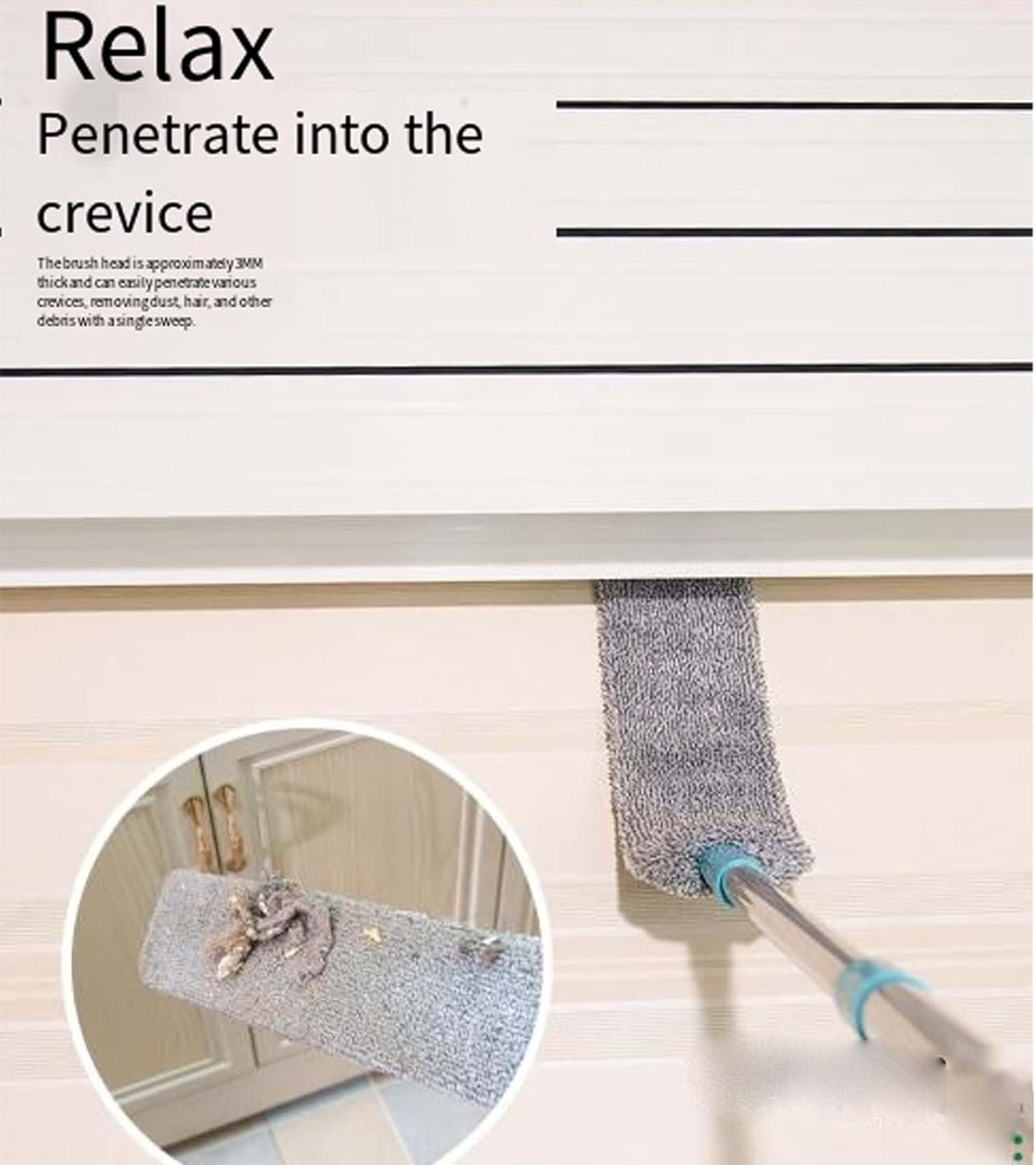 2026 Upgraded Saker plus Retractable Gap Dust Cleaning Artifact with 3 Microfiber Dusting Cloths,Extendable Duster Cleaning Tool,Reusable Washable Dusting Wand for Home,Ceiling,Blinds,Furniture (60In) image number 2