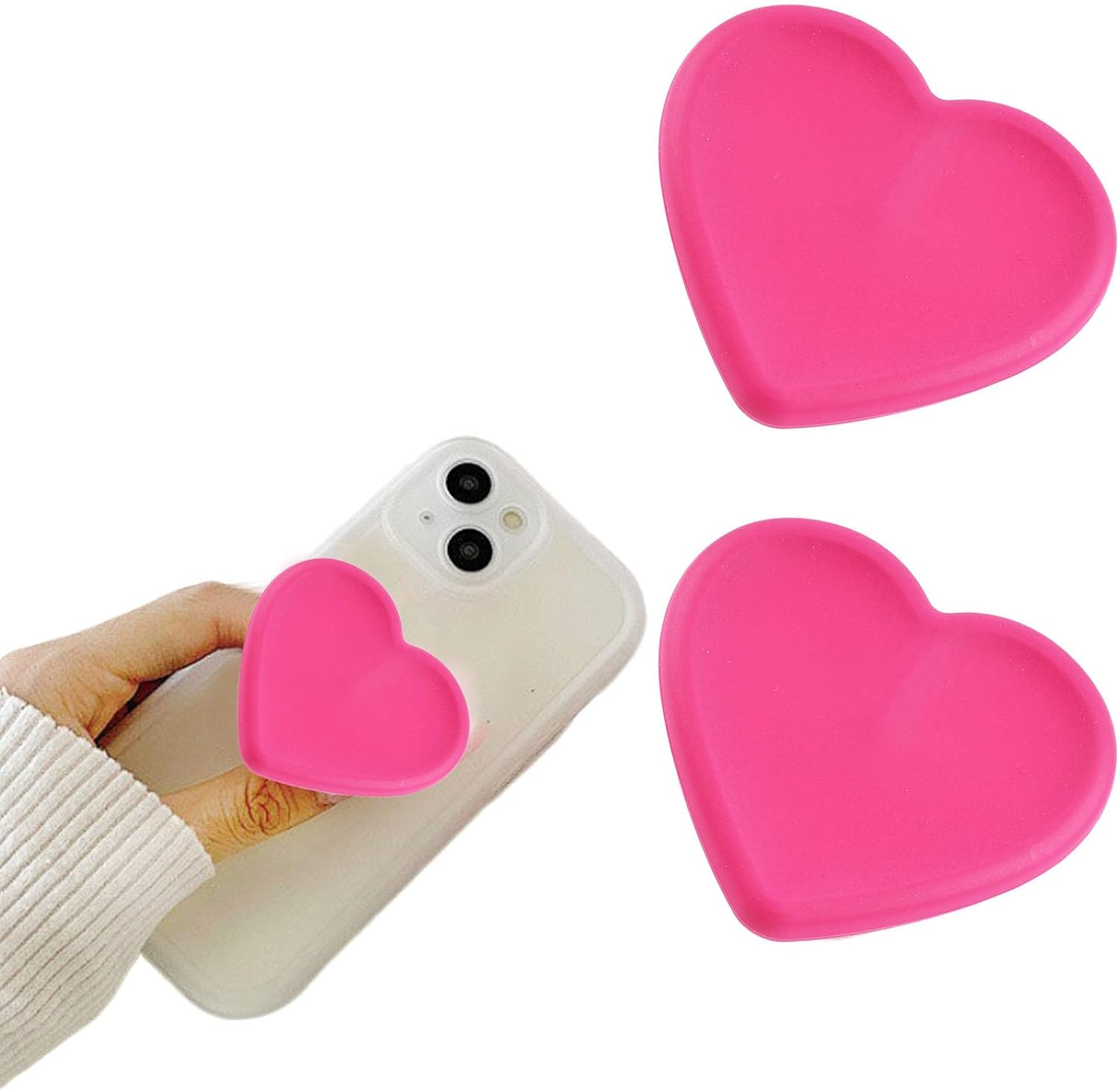 Heart-Shaped Silicone Mobile Phone Grip Stand,Rookii Collapsible Cellphone Finger Grip Holder for Smartphone Tablet Cell Phone Accessory (Purple) image number 6