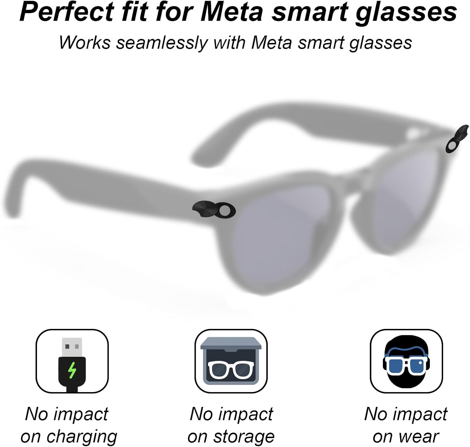 4Pcs Flip-To-Open LED Privacy Covers for Meta Smart Glasses, Reusable Lens Shield Compatible with Skyler Headliner (Black) image number 3