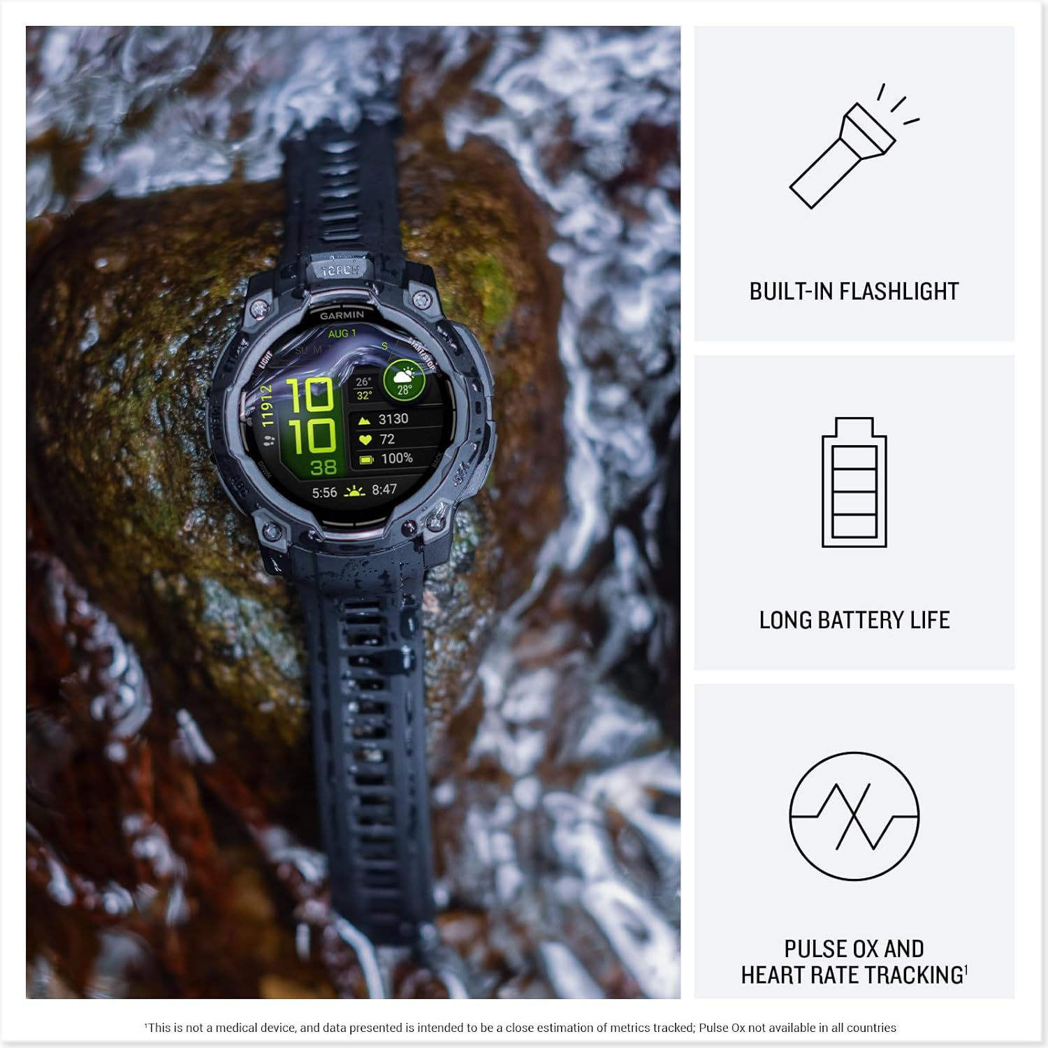 Garmin Instinct 3, 45Mm, AMOLED, Black Bezel with Black Band image number 2