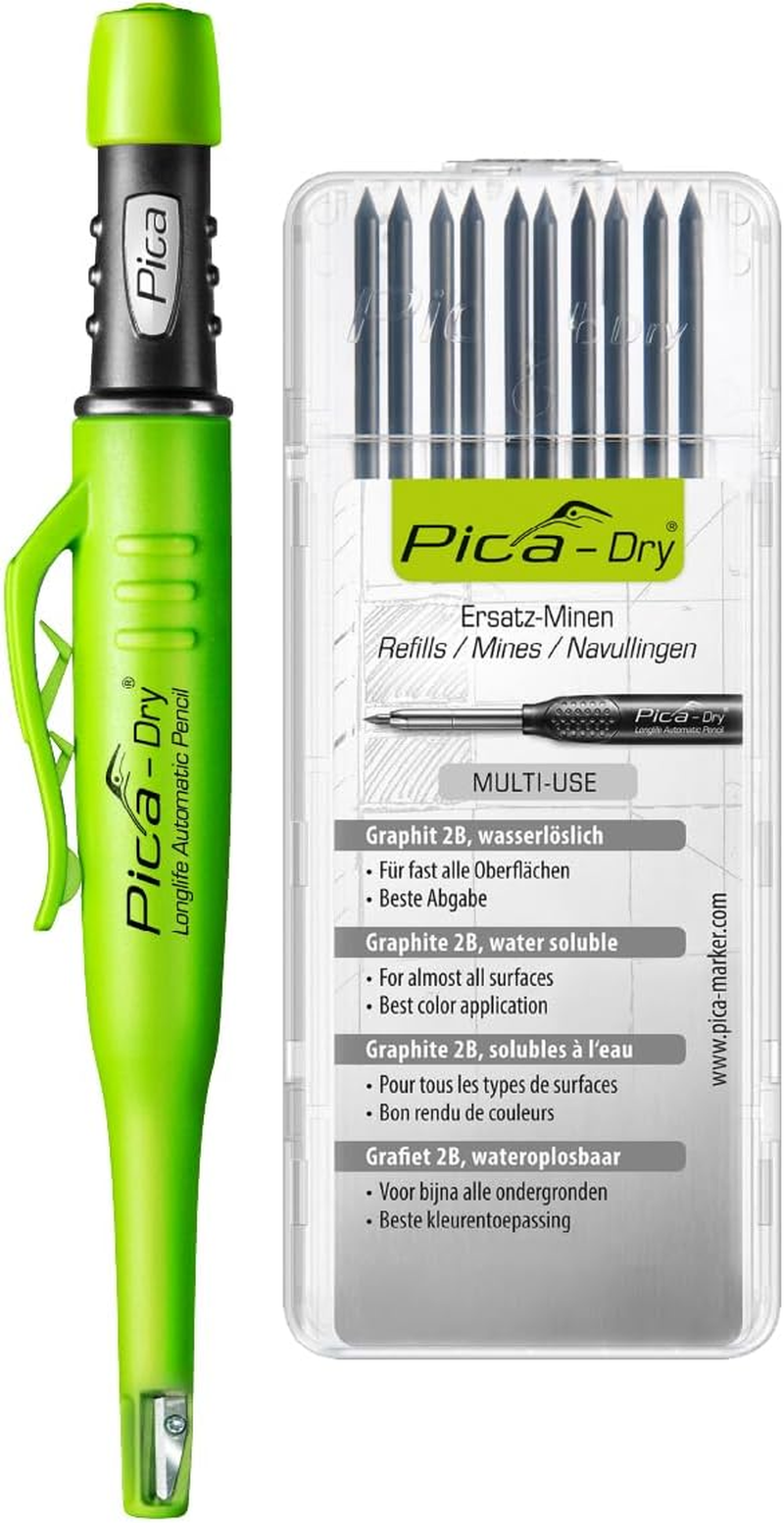 Pica-Dry Longlife Automatic Pencil with Pica-Dry 10 Pack Refill (Graphite 2B, Water Soluble) 30403 image number 1