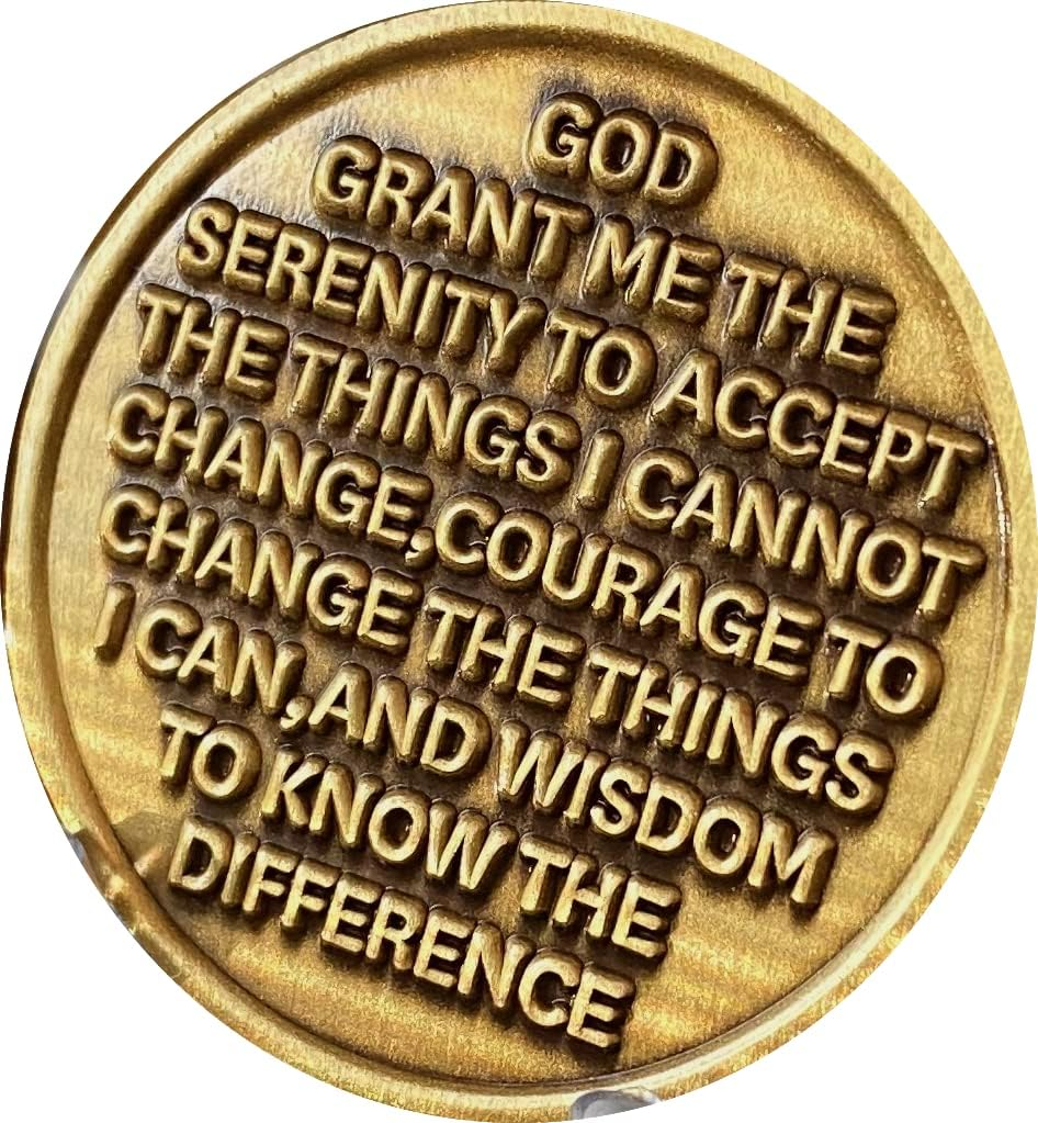 Recoverychip 24 Month AA Medallion Sakura Tree Cherry Blossom Ying Yang Black and White Serenity Prayer 2 Year Medallion image number 2