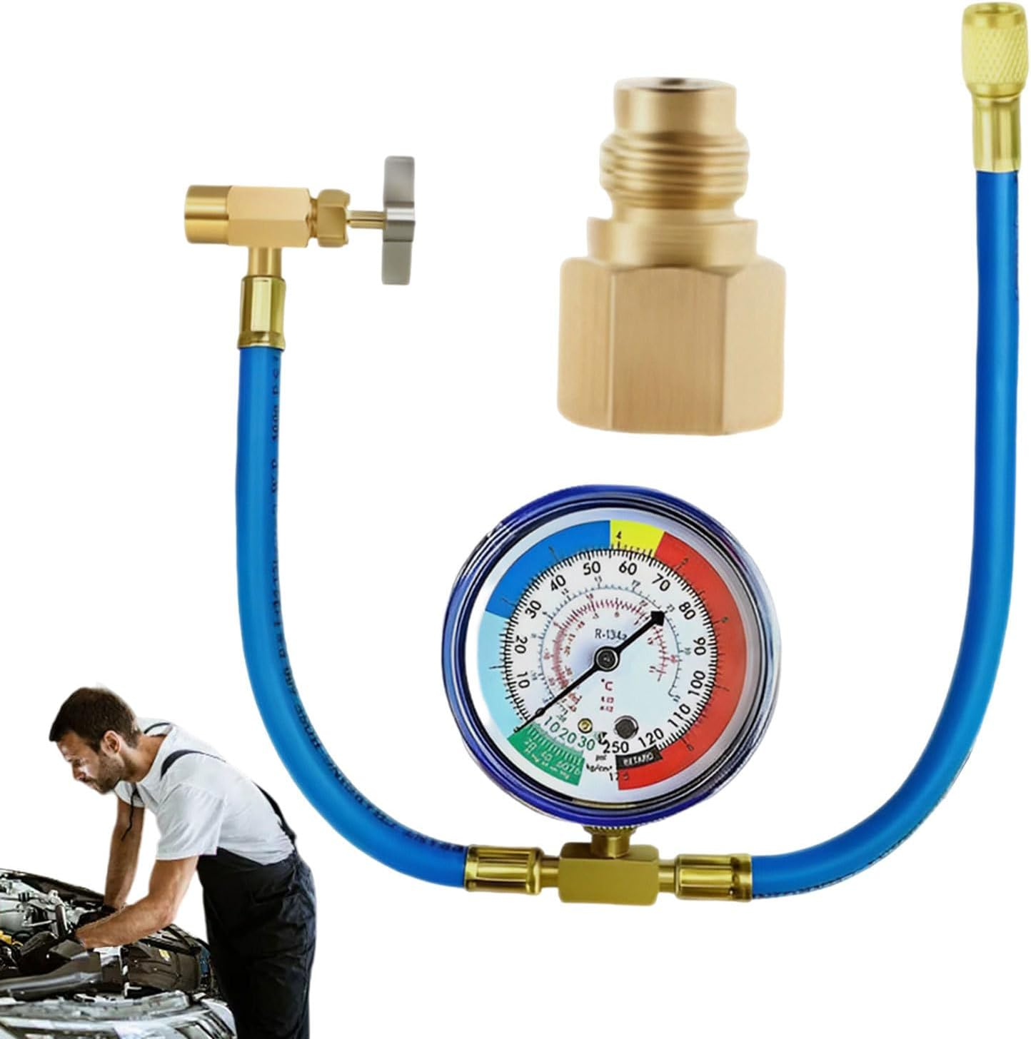 R134A Refrigerant Recharge Kit - AC Refill Kit, Car Air Cooling | Precision Valve Adapter Set, Durable Replenishment System Provides Optimal Cooling Efficiency for Automobiles, Home Appliances