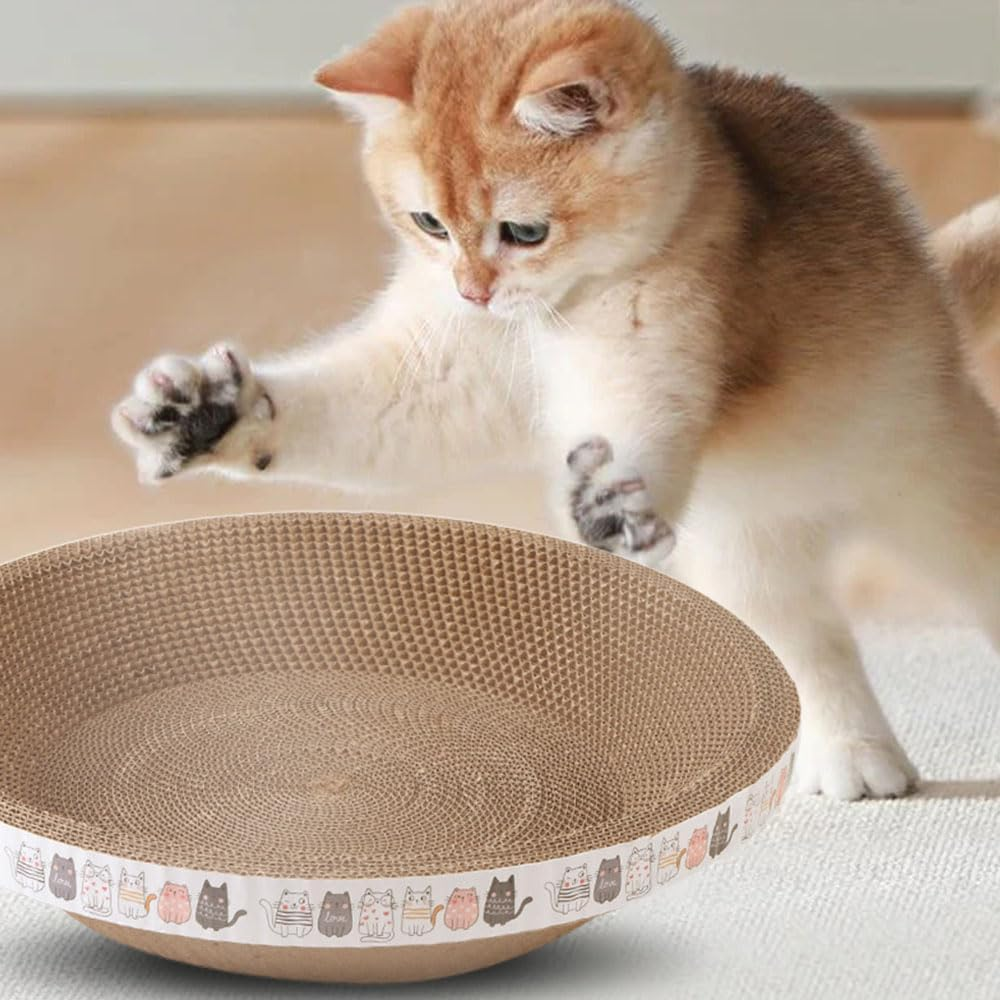 Cardboard Cat Scratcher, 2024 Density Oval-Shaped Cat Scratch Cat Scratch Post for Furniture Protection, Cat Scratcher Bowl Cardboard for Indoor Cats Sleeping (Small, Round) image number 5