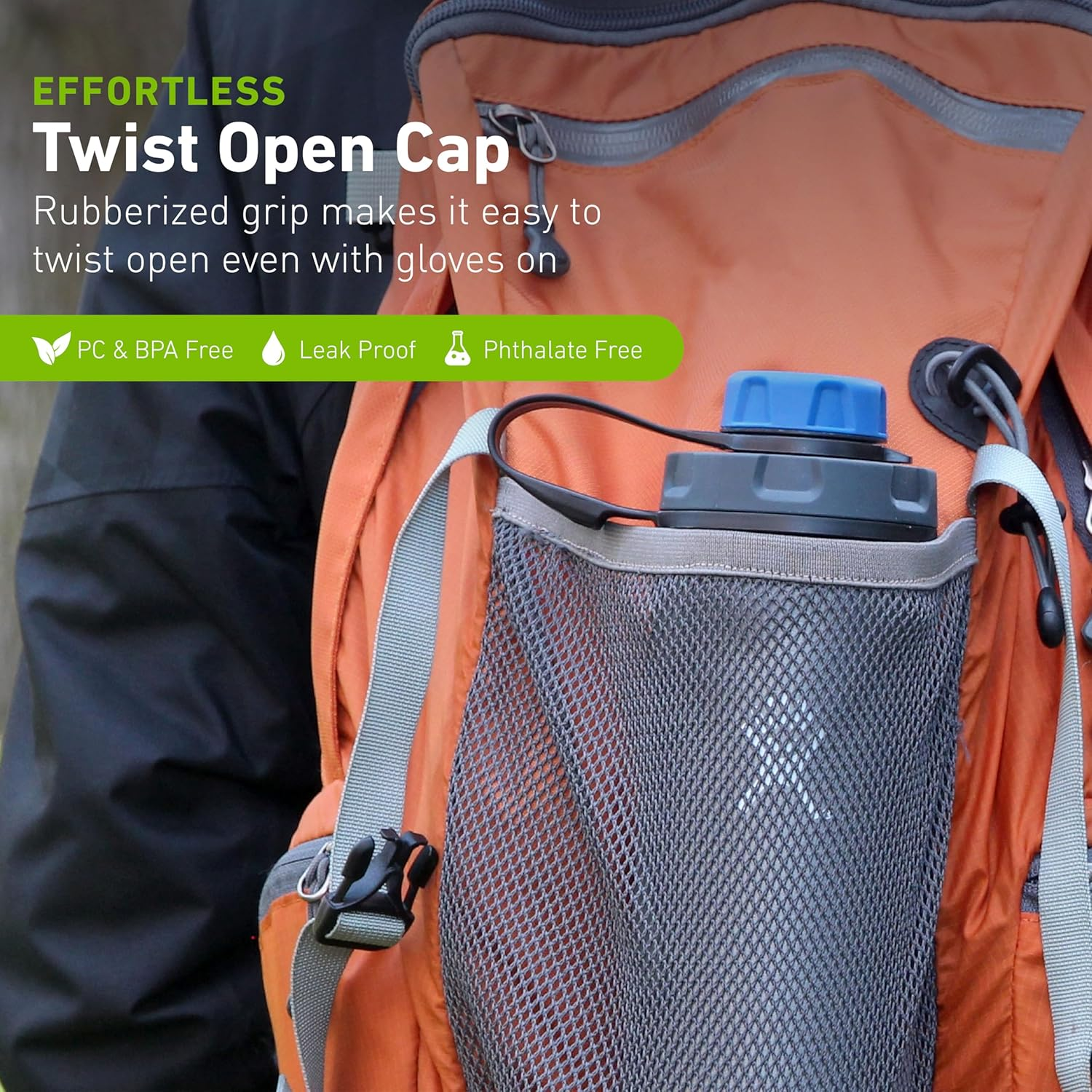 Humangear Capcap+ | Converts Wide-Mouth Openings | Secure Easy Open | Food-Safe Material | Water Bottle Accessory