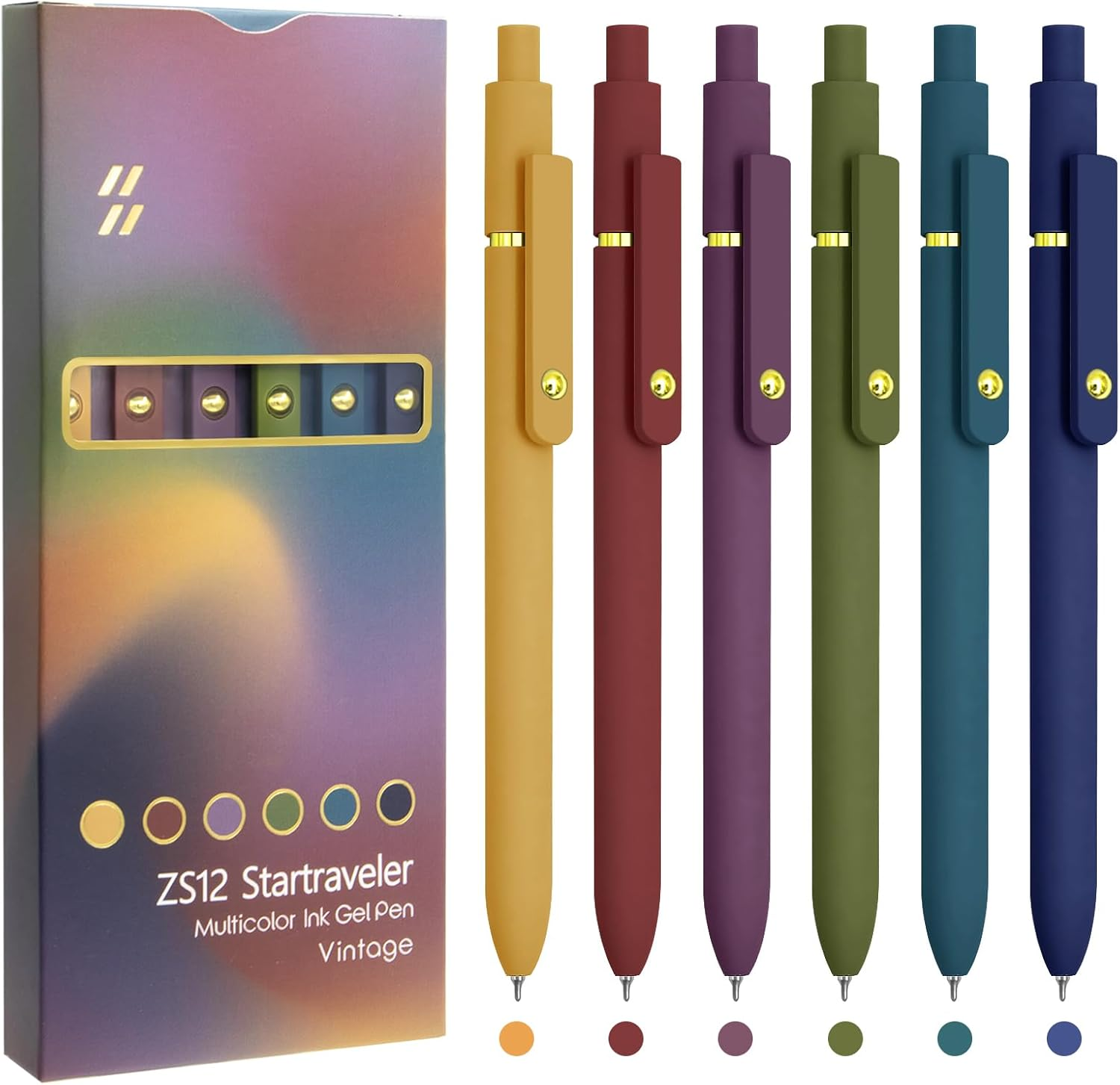 UIXJODO Color Pencils, 6 Pack Colorful Pens Fine Point Smooth Writing 0.5Mm Colored Ink Gel Pen for Diary Notes Planner School Supplies Gifts for Nurses Teachers (6 Pack