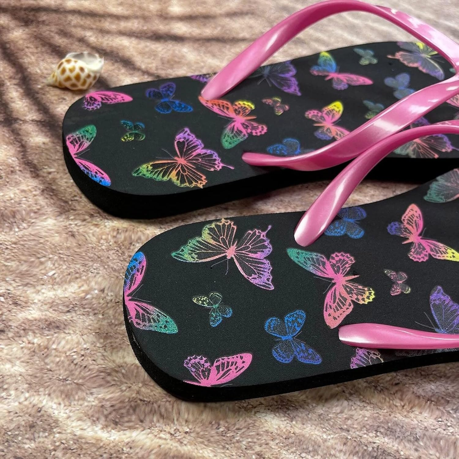 Men'S Flip Flops Closed Toe Flops Flat Flip Flops Beach Sandals Fashion Sandals Flat Summer Beach Slippers Women Sandals with Arch Support New Leather Wedged Sandal Women Size 9 image number 2