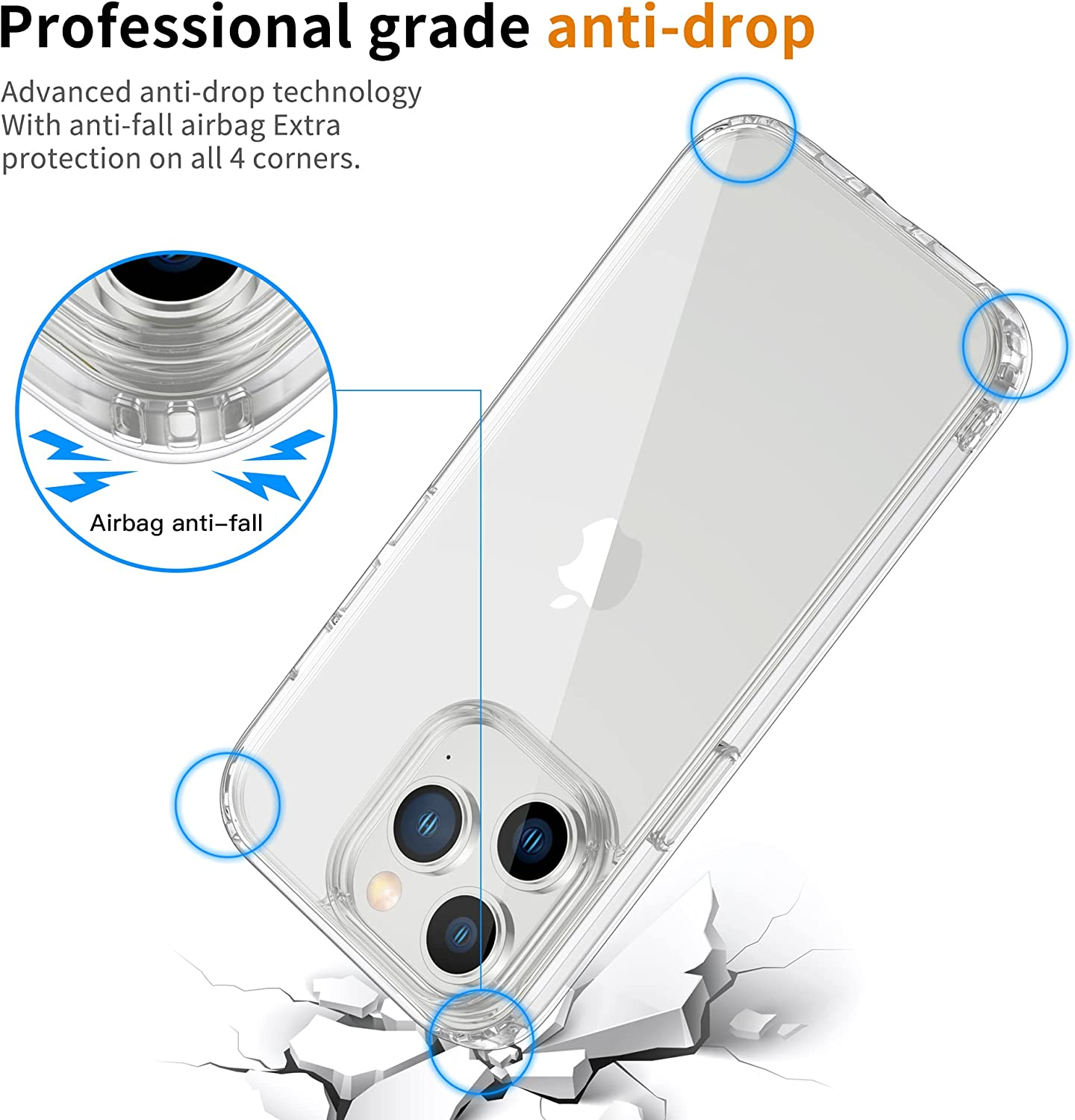 T Tersely Crystal Clear Case Cover for Iphone 14 Pro Max (6.7-Inch), Non-Yellowing Hard Back Slim Shockproof Bumper, Suitable for Wireless Charging