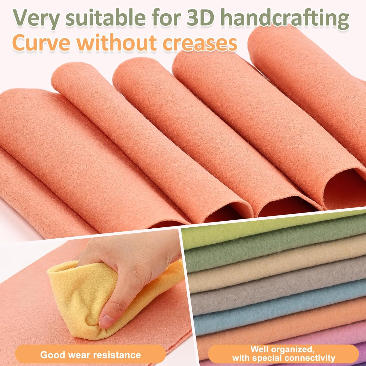 XSEINO 12 Rolls 8"X35" 1.4Mm Thick Soft Felt Fabric Sheet 12 Assorted Morandi Series Colors Felt Pack for DIY Craft Sewing Squares Nonwoven Patchwork image number 6