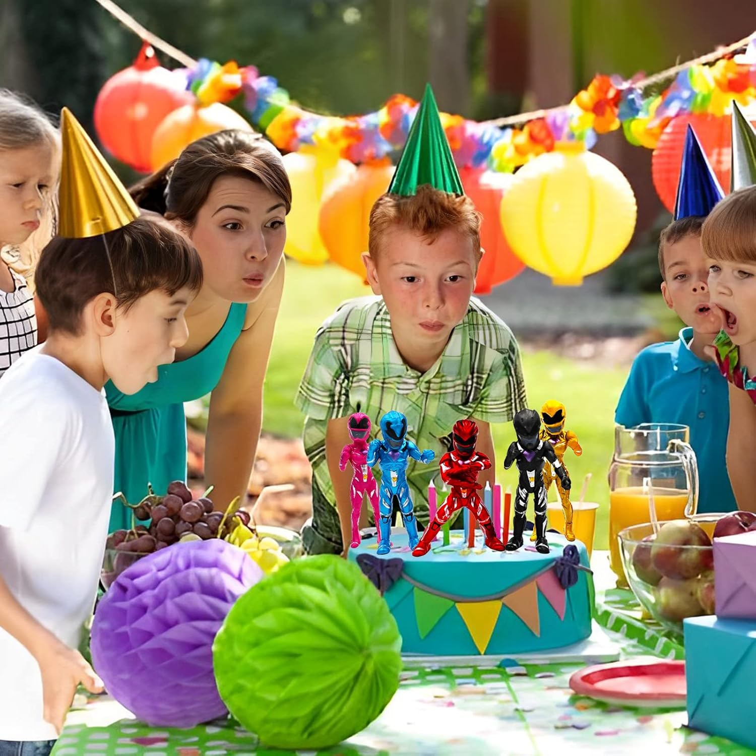 Power Rangers Figures Pack of 5 Power Rangers Cake Toppers Power Rangers Cake Decoration Mini Figures Power Rangers Action Figure Birthday Party Supplies for Children image number 5