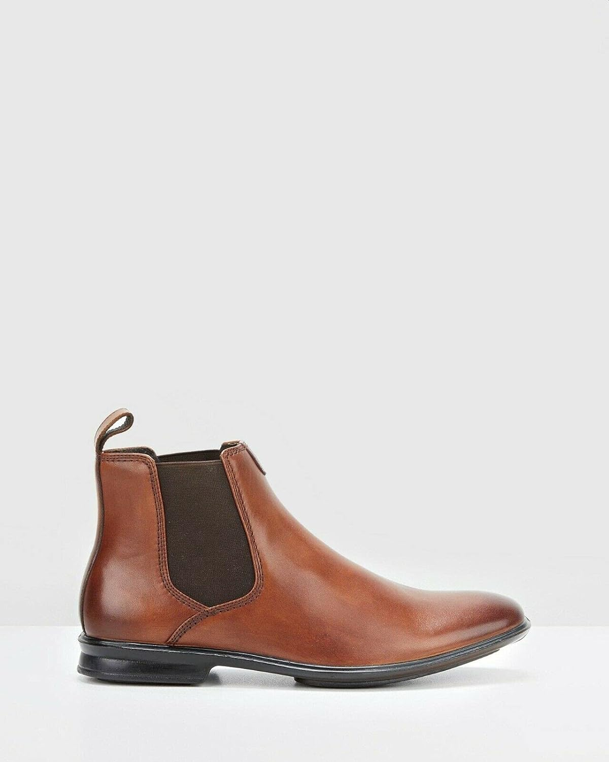 Mens Hush Puppies Chelsea Extra Wide Tan Burnish Leather Boots 14 EEE (Extra Extra Wide) Dress/Formal image number 4