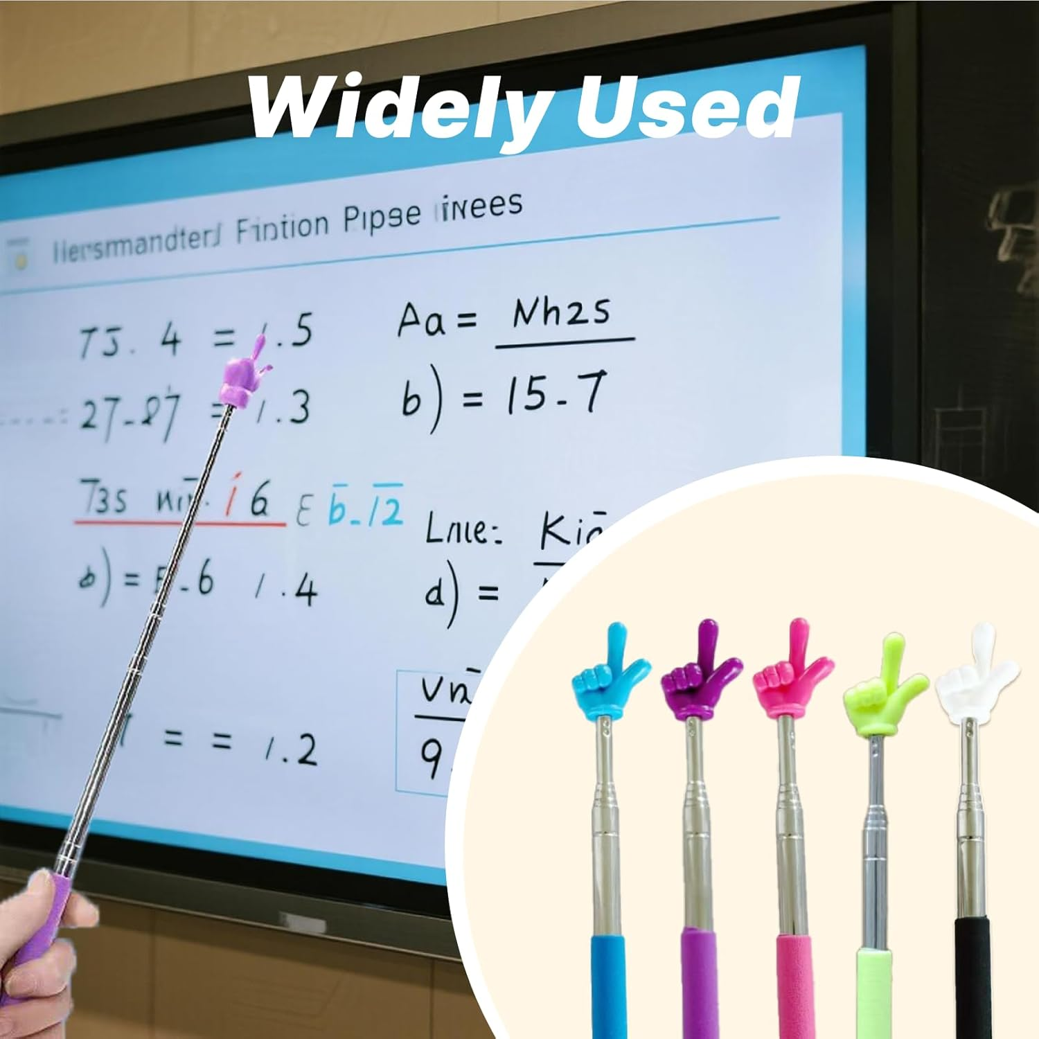 Set of 5 Telescopic Teachers Finger Pointer, Extendable Hand Pointer Stick for Classroom Use, Retractable Finger Pointers in White, Pink, Purple, Blue, Yellow, Ideal Teaching Aid for Educators image number 3