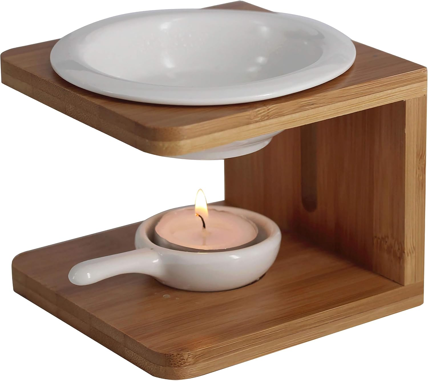 Singeek 100ML Ceramic Tea Light Holderessential Oil Burner Candle Aroma Diffuser for Spa Yoga Meditation (Wood) image number 5