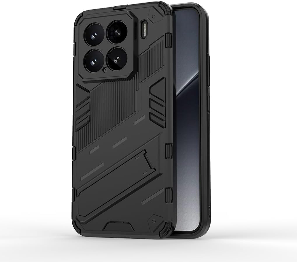 SEAHAI Case for Xiaomi 15 5G, [Military Shockproof Case] Ultra Thin Hard PC Soft TPU Protective Mobile Phone Case with Sturdy Foldable Stand - Black