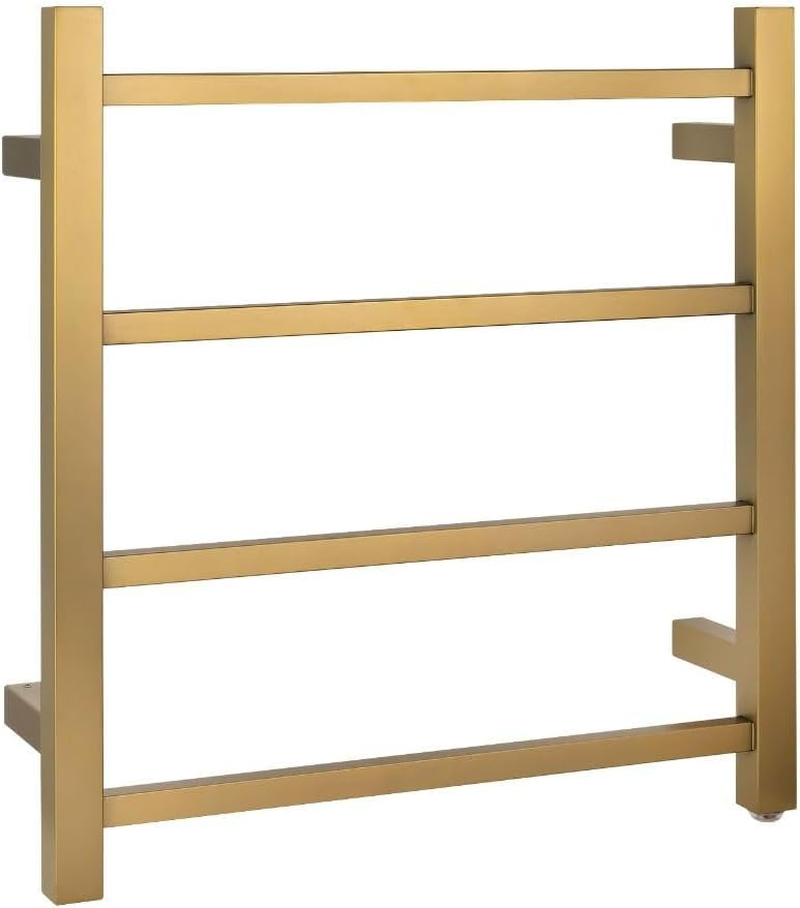 Electric Heated Towel Rack Wall Mounted Towel Rail 4 Bars Square (Black)