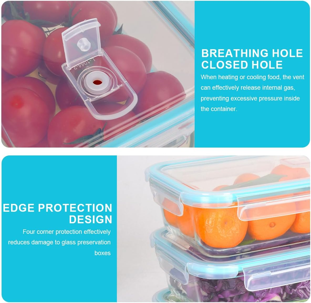 Anshine 10Pack Glass Food Storage Containers Set with Lids,Bpa-Free, Airtight & Leak-Proof Meal Prep Food Containers, Lunch Box Safe for Microwave, Oven, Dishwasher Kitchen Storage image number 4