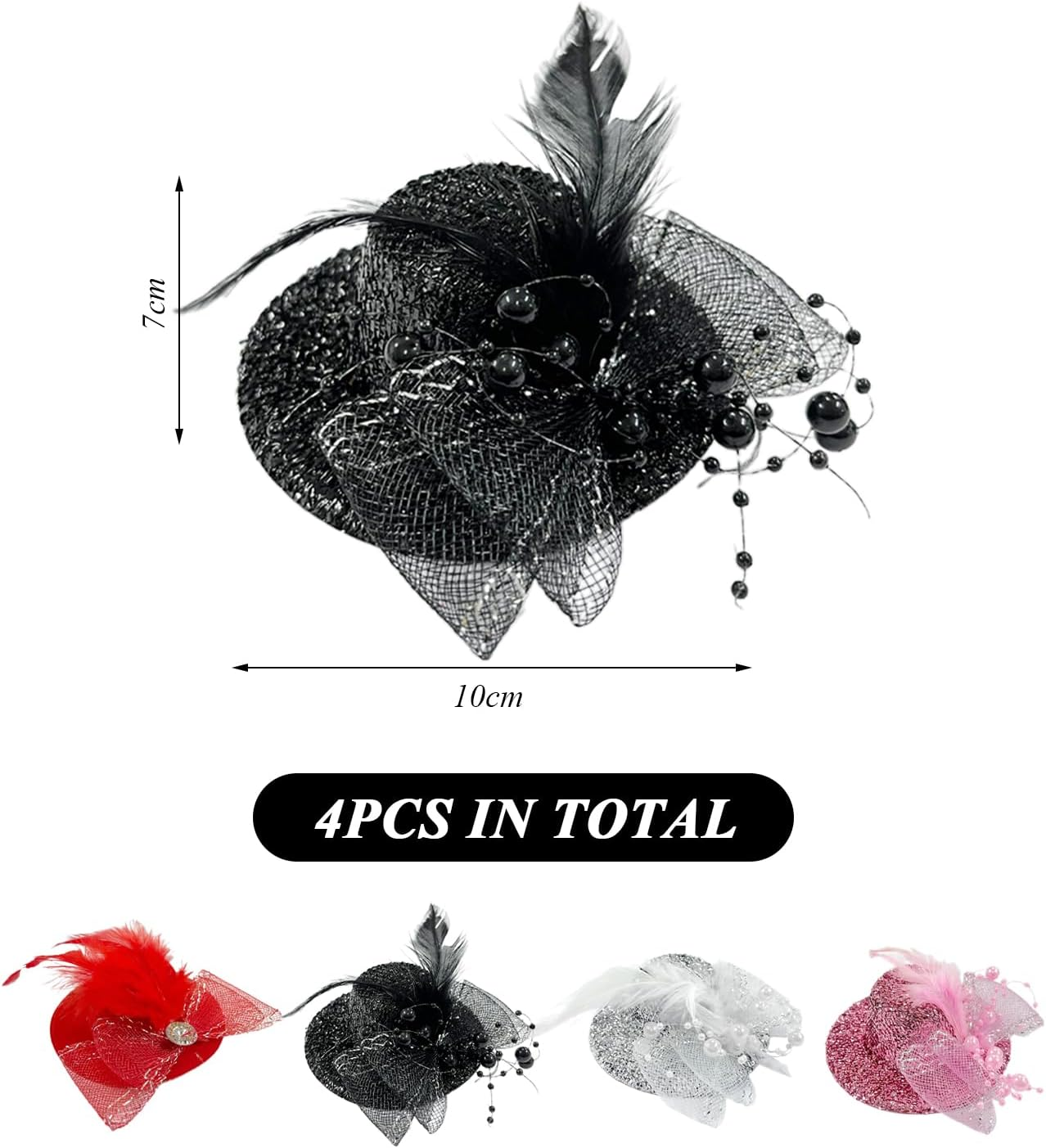 Set of 4 Hat Styling Hairpins, Creative Hair Pins, Decorative Hair Pins with Party, Hair Styling Accessories, Retro Hairpins. image number 4