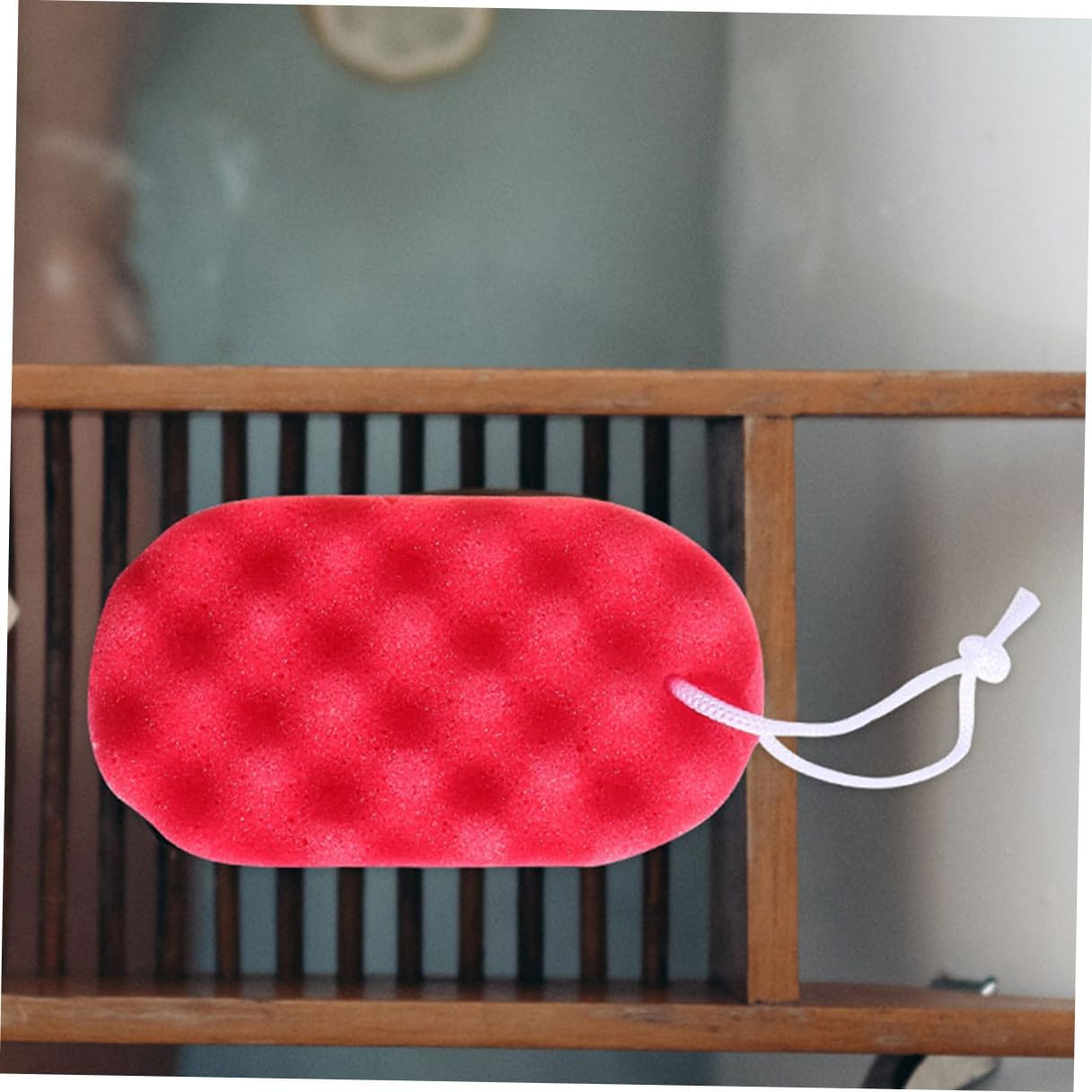 PAMINGONO 6Pcs Exfoliating Bath Sponge Pouf Wave Texture Shower Scrubber for Deep Skin Cleansing and Smooth Soft Mesh Pouf Brushes in Yellow Red Blue image number 3