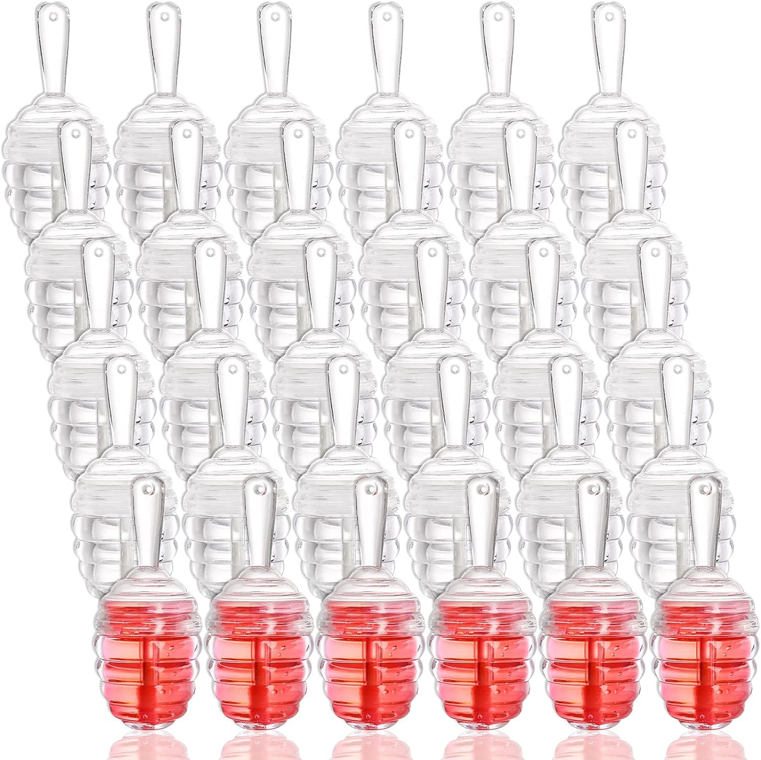 DEAYOU 30 Pack Empty Lip Gloss Wand Tubes, Honey Pots Shaped Refillable Plastic Lipgloss Containers, Mini Reusable Clear Lipstick Brush Bottles for Makeup, DIY Cosmetic Sample Bottle (0.2OZ/ 6Ml), Clear image number 4