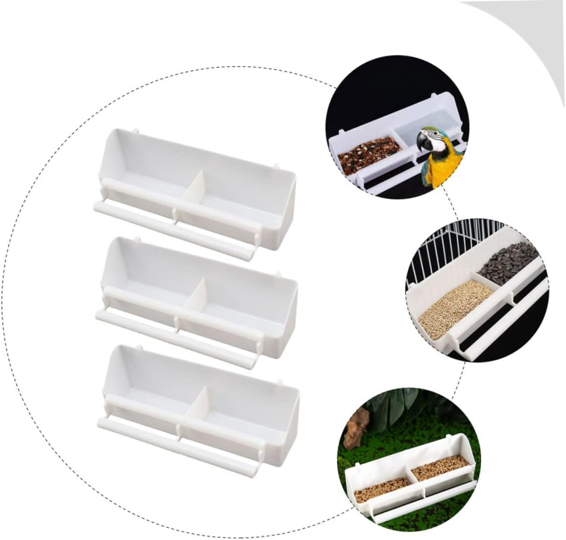 GANAZONO 3Pcs Bird Cage Feeder Trough Parrot Feeding Container Plastic Pigeon Box image number 4