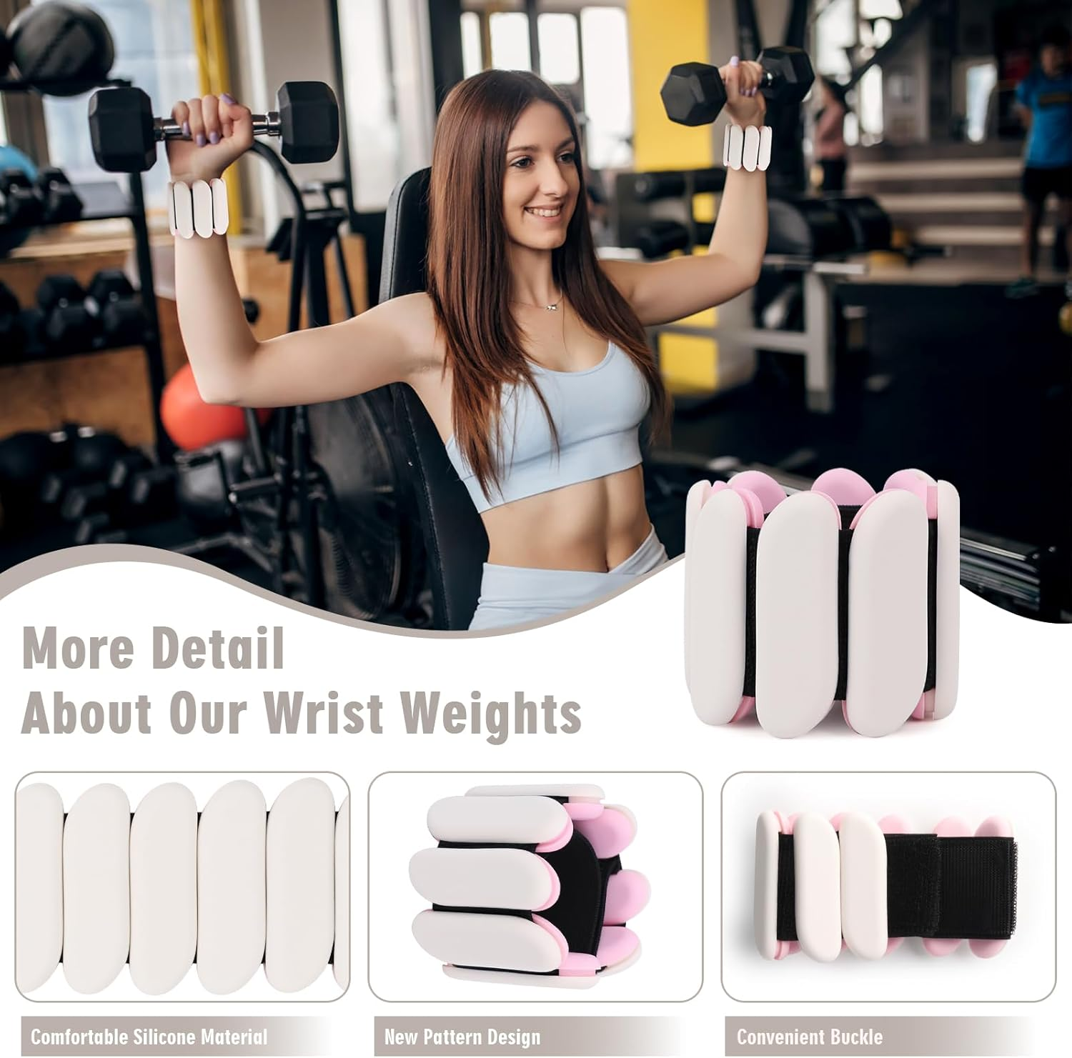 Wrist Weights - 1 Pair (1 Lb Each) | Adjustable Wearable Wrist Ankle Weights, Silicone Wrist Bangles Leg and Arm Weights for Women | Yoga, Dance, Pilates, Swimming, Walking and Gym - Black image number 7