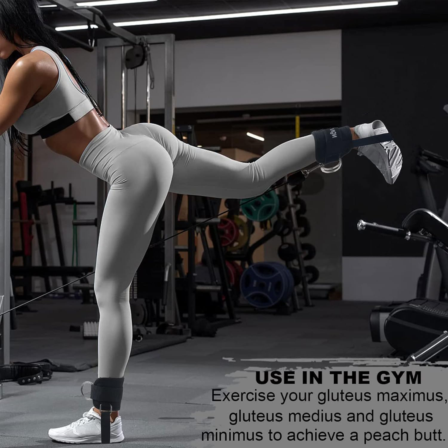 LAVVON Ankle Straps for Cable Machines Kickbacks - Adjustable Comfort Ankle Cable Attachments for Gym Ankle Cuff Cable Machine Glute Kickback Straps - Leg Extensions, Curls & Ankle Cuffs Women - Mint image number 5