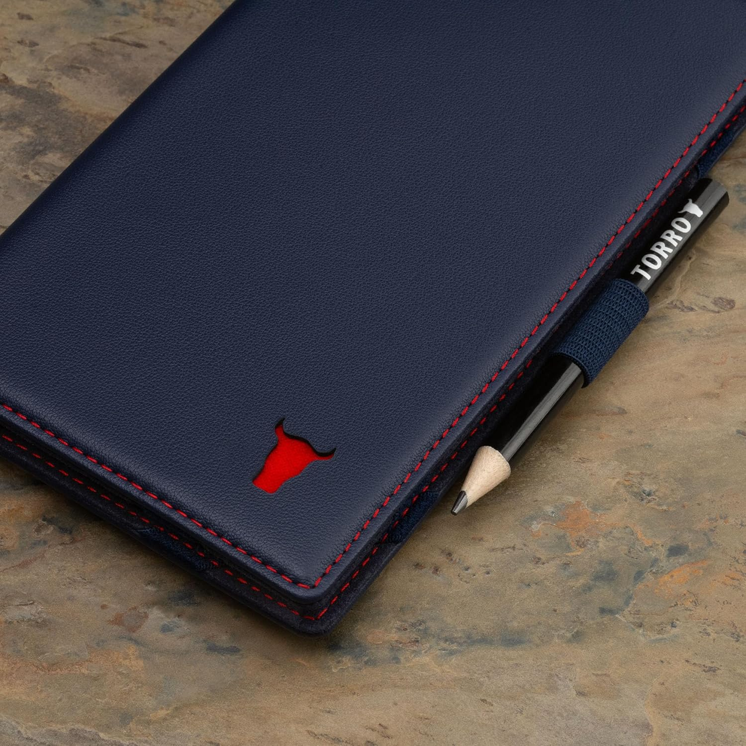 TORRO Regular Golf Scorecard Holder &ndash; Genuine Leather Golf Score Card Wallet with Card Slot and Pencil Loop (Navy Blue) image number 3