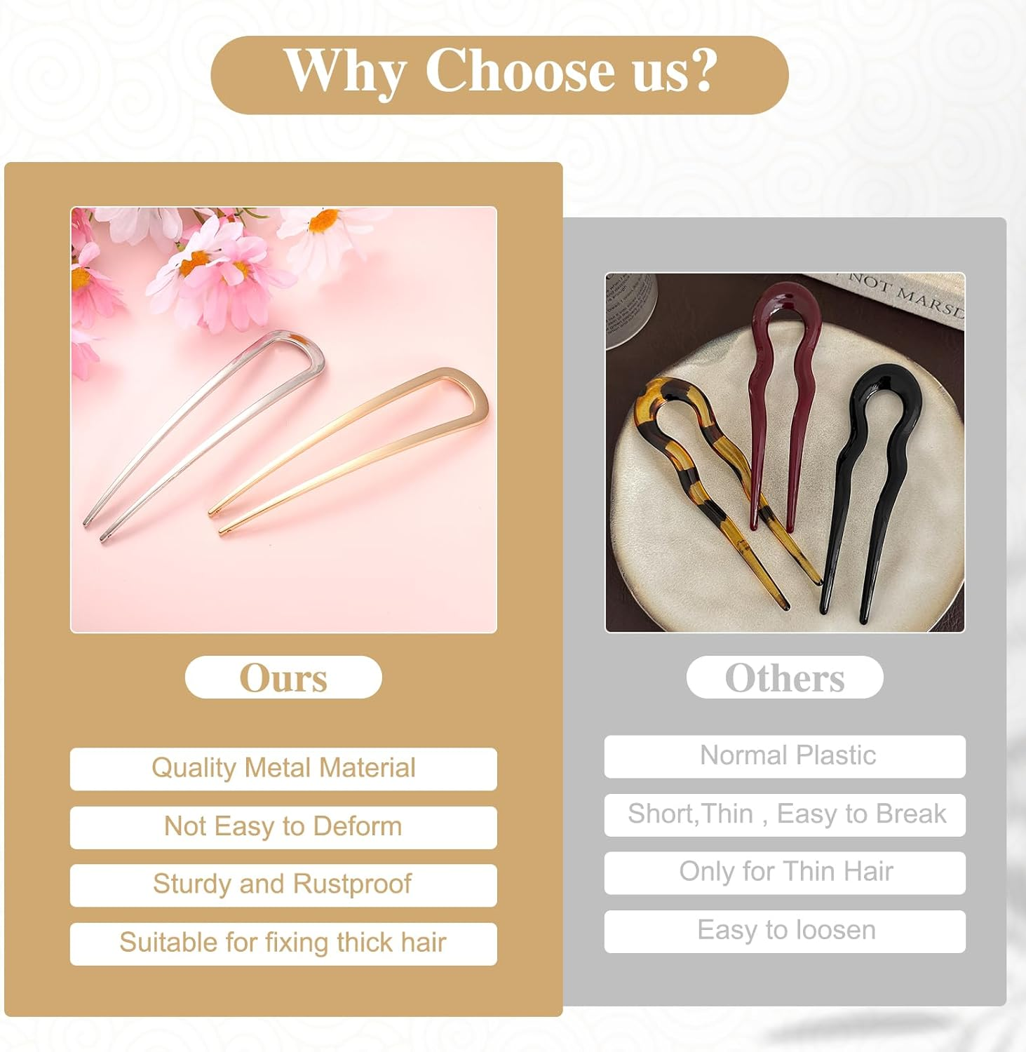 Hongien 2 Pcs French Hair Pins image number 2