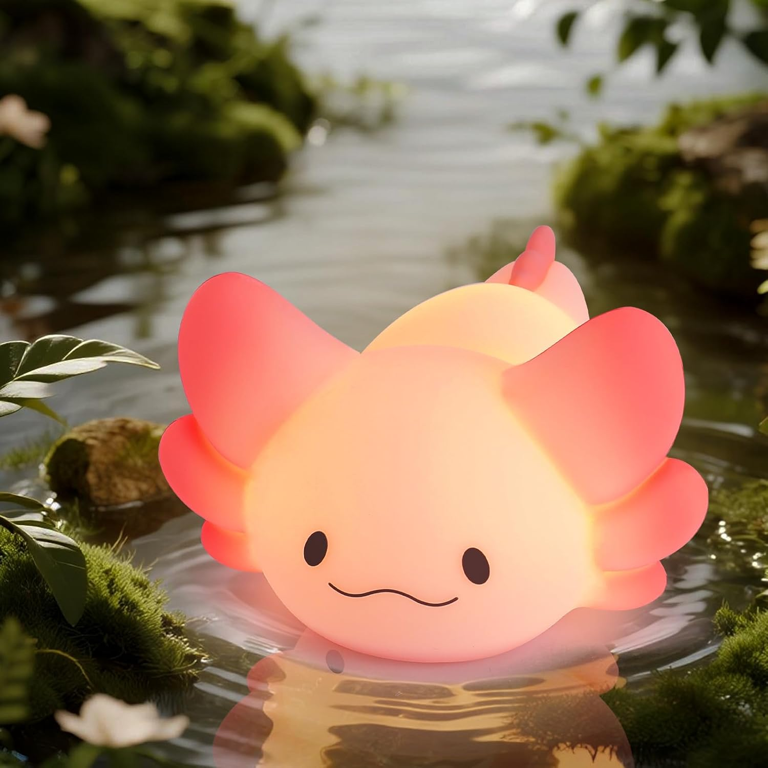 LOVERUIS Axolotl Night Light for Kids Gifts Squishy Nightlight for Kid Room Decor Girls Rechargeable 1/3 Hours Timer Lamp Colorful Cute Lights Toddle Baby (Big Eye) image number 6