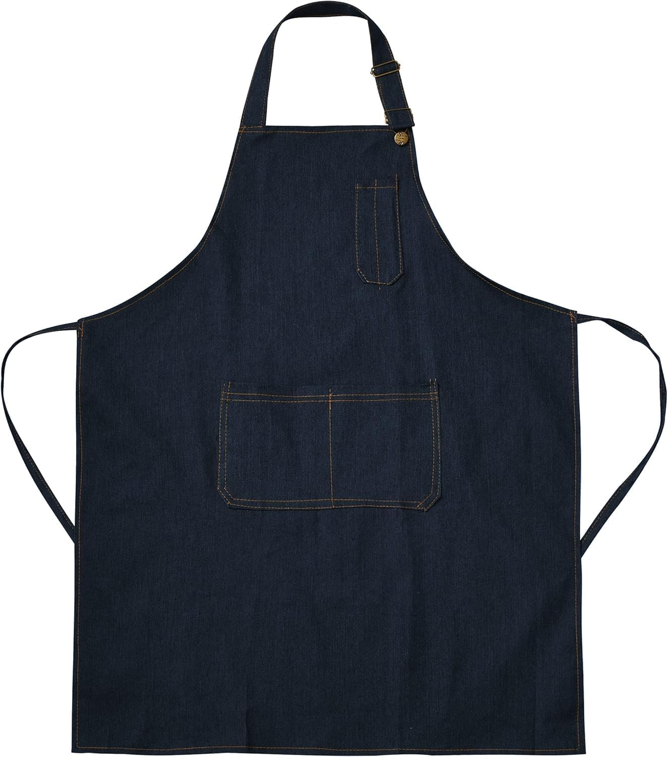 Denim Apron with Pockets for Men Women Chef Kitchen BBQ Restaurant Grill Adjustable Neck Strap Long Ties Tool Aprons image number 1