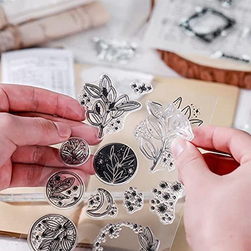 4 Themes 34Pcs Clear Stamps, Retro Rubber Clear Stamp, Transparent Silicone Clear Stamps Seal for DIY Scrapbooking Card Making Decoration, Style A image number 3