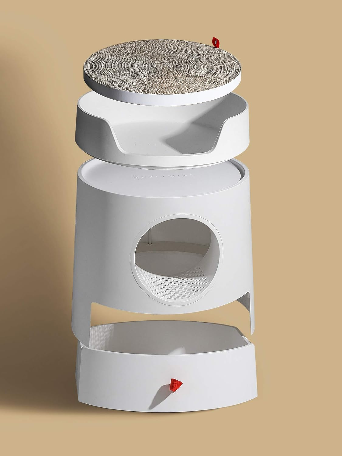 Mayitwill Cat Litter Box Standard Large Castle 2 in 1 Front-Entry Cat Litter Box with Scratch Basin, Scoop Included White image number 5