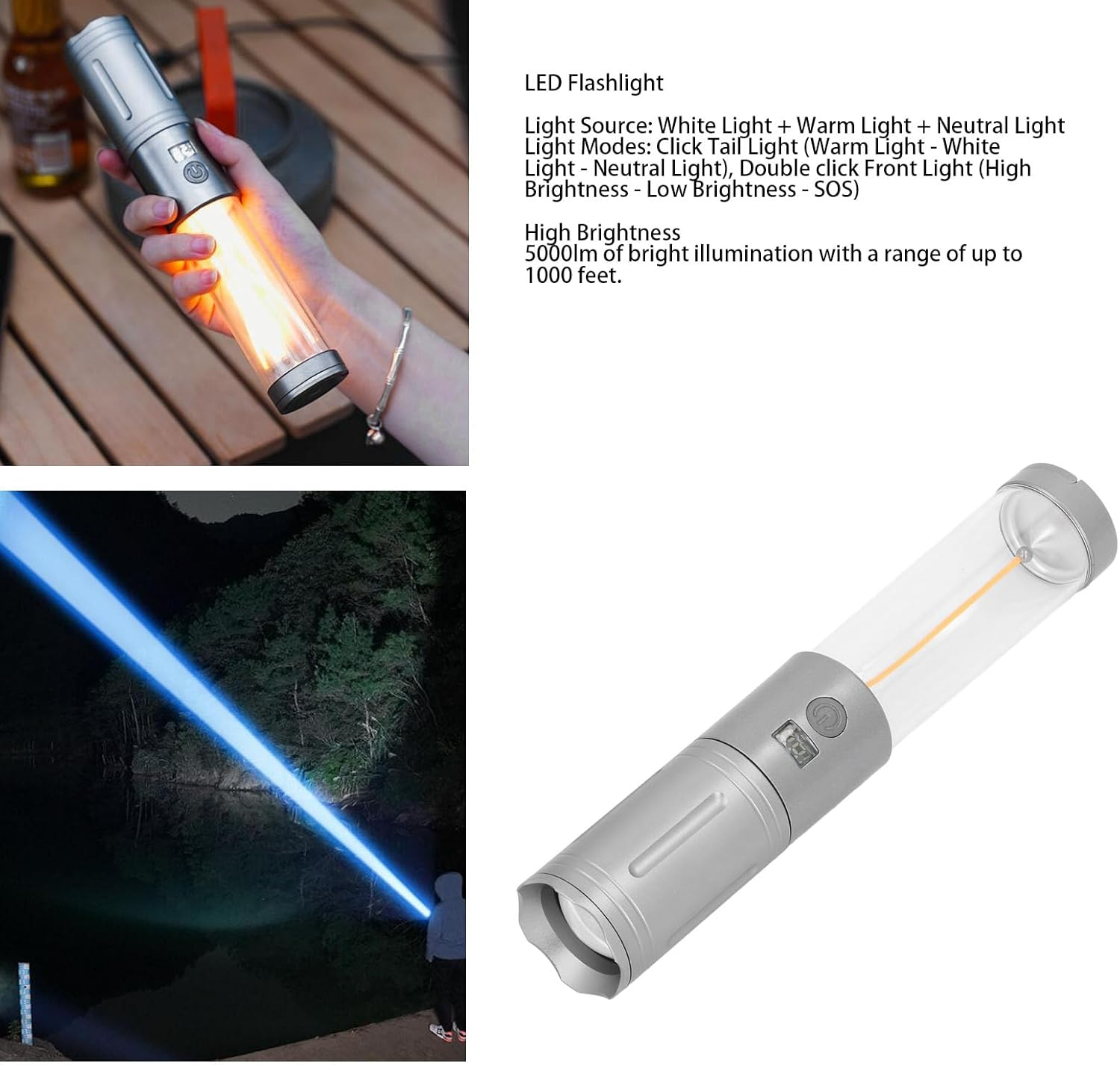 LED Bright Powerful Flashlight 5000Lm Magnetic Rechargeable for Emergency Camping Outdoor image number 4