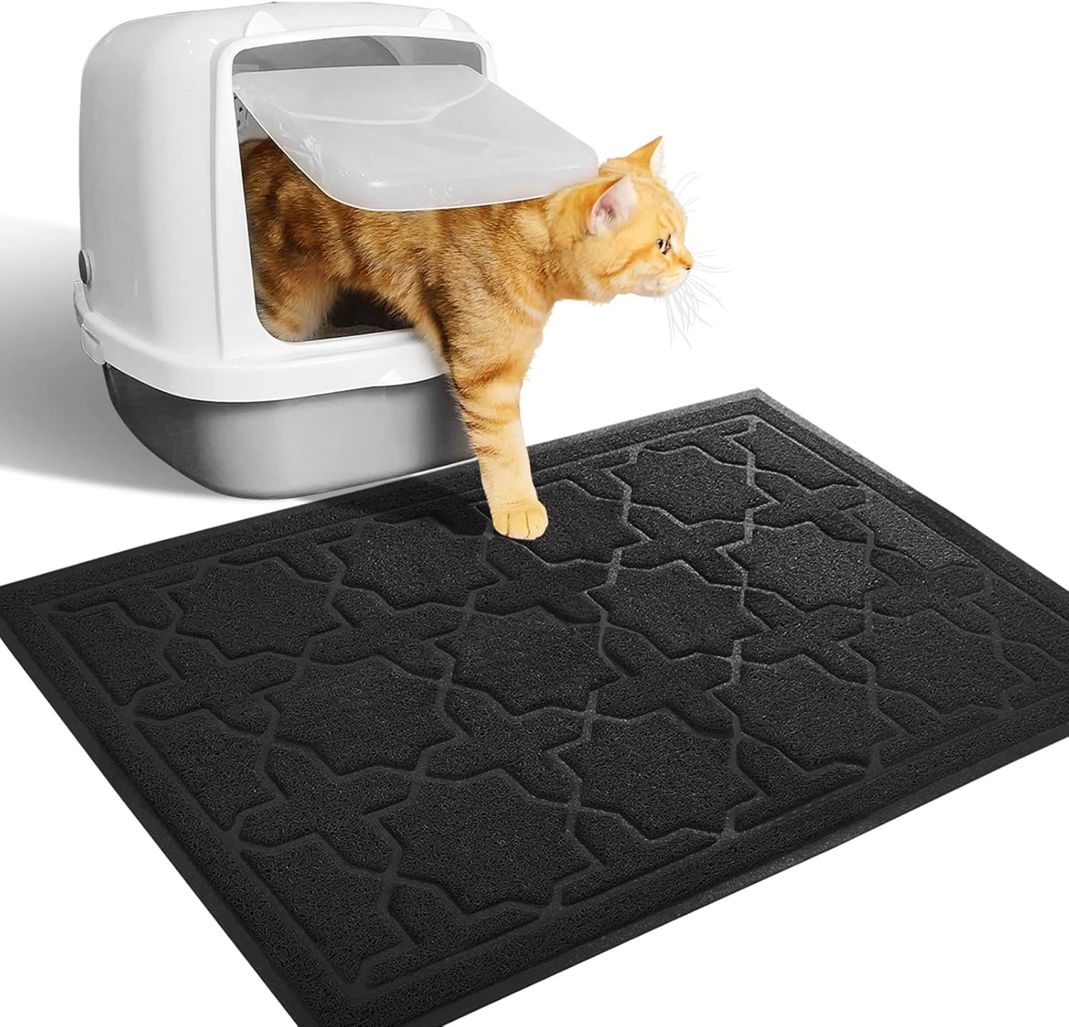 Yimobra Cleaning Cat Litter Mat, XL Jumbo Traps Mats for Litter Box, Scatter Control Pets Pads,Soft on Kitty Paws,No Phthalate,Water Resistant,Non-Slip,Durable,Large Size 35.4 X 23.6 Inches,Beige image number 3