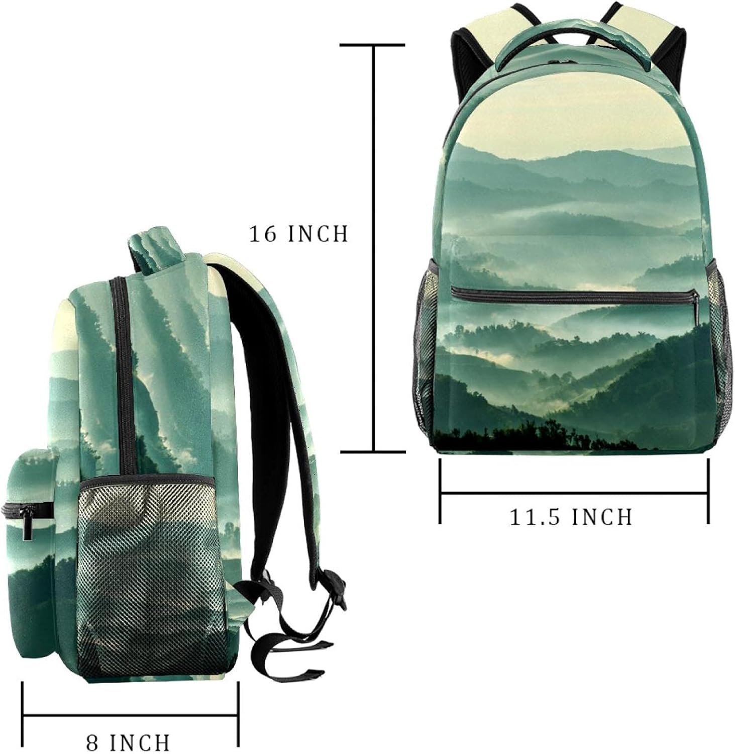 Mountain Layer in Morning Sun Ray and Winter Fog Backpack Students Shoulder Bags Travel Bag College School Tote Backpacks image number 2