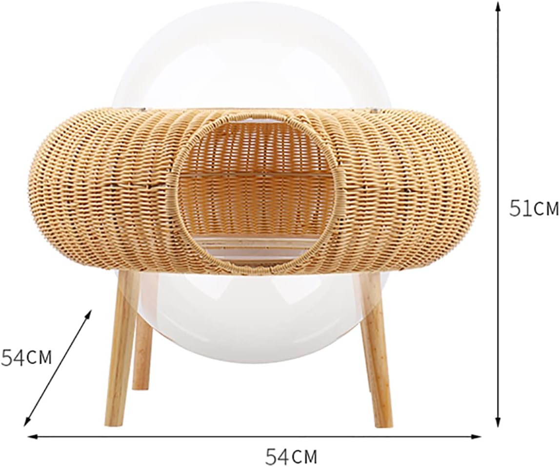 Cat House Space Capsule, Spaceship Alpha, Cute Durable Rattan Cat Bed Removable Washable Pet Bed, Designed & Modern Cat House image number 4