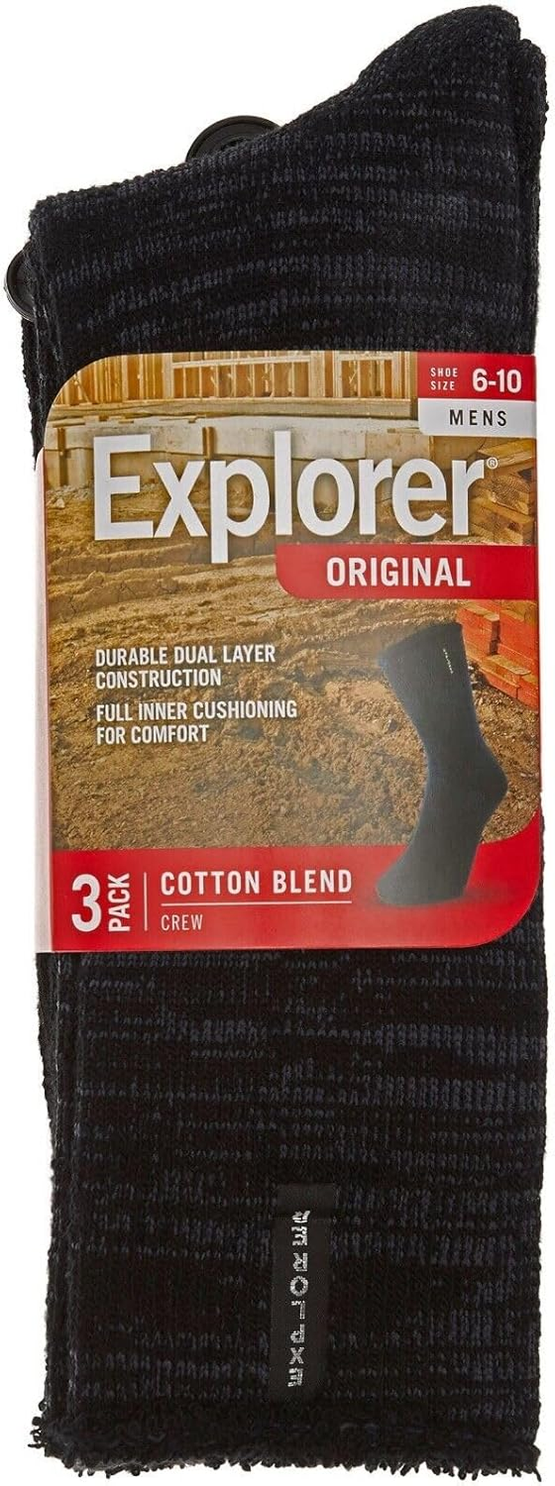 3 X Bonds Explorer Original Cotton Crew Socks Black