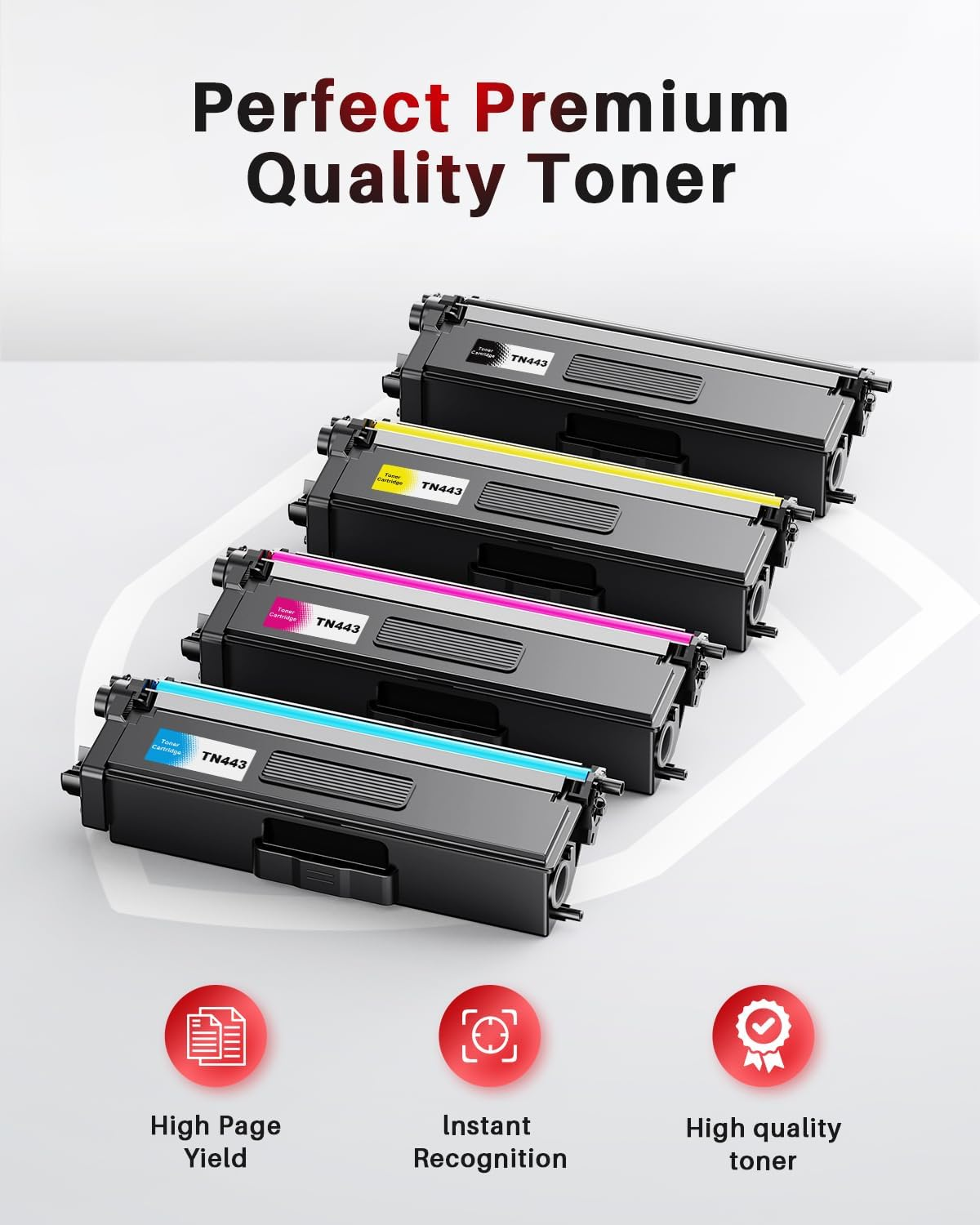 TN443 TN-443 Toner Cartridge Replacement Compatible for Brother TN443 TN 443 Use with HL-L8260CDW HL-L8360CDW MFC-L8690CDW MFC-L8900CDW HL-L9310CDW (4 Packs,Black, Cyan, Magenta, Yellow) image number 1