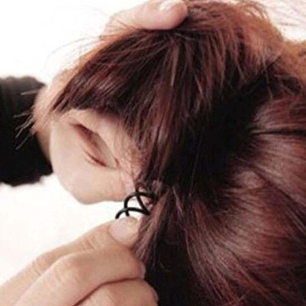 10X Spiral Spin Screw Hair Styling Pins Clip Twist Barrette Tie Accessory Black image number 5