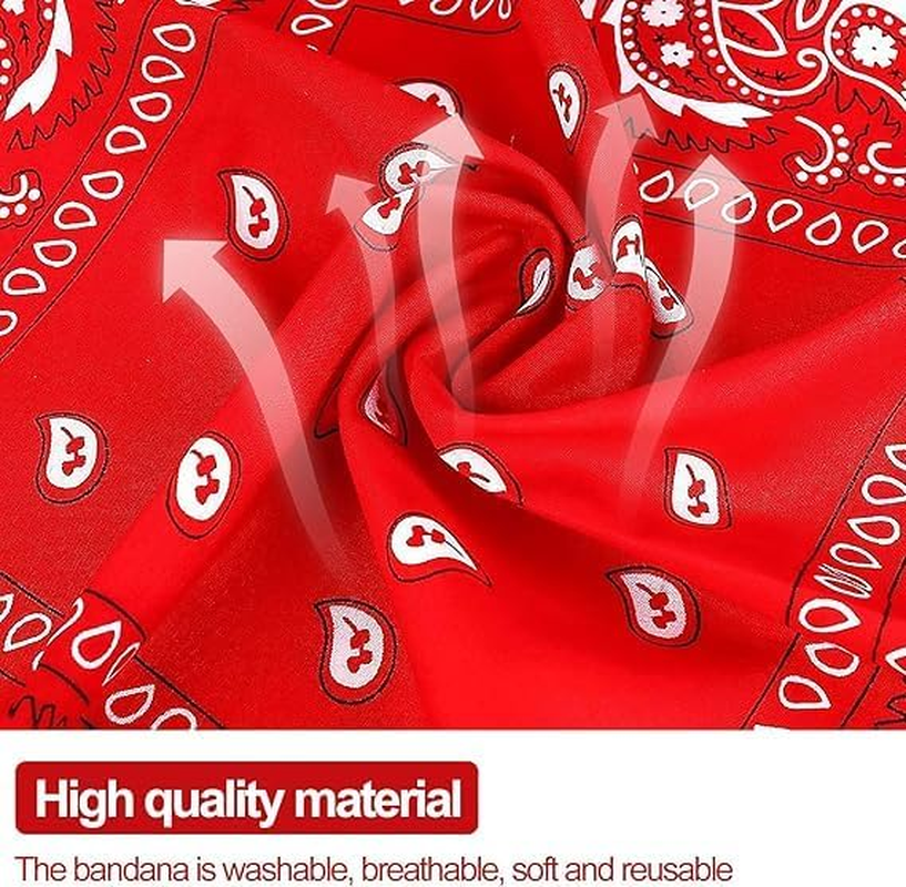 Sooyee Cotton Paisley Bandana Scarf Headband 3 Pack Red White Black image number 2