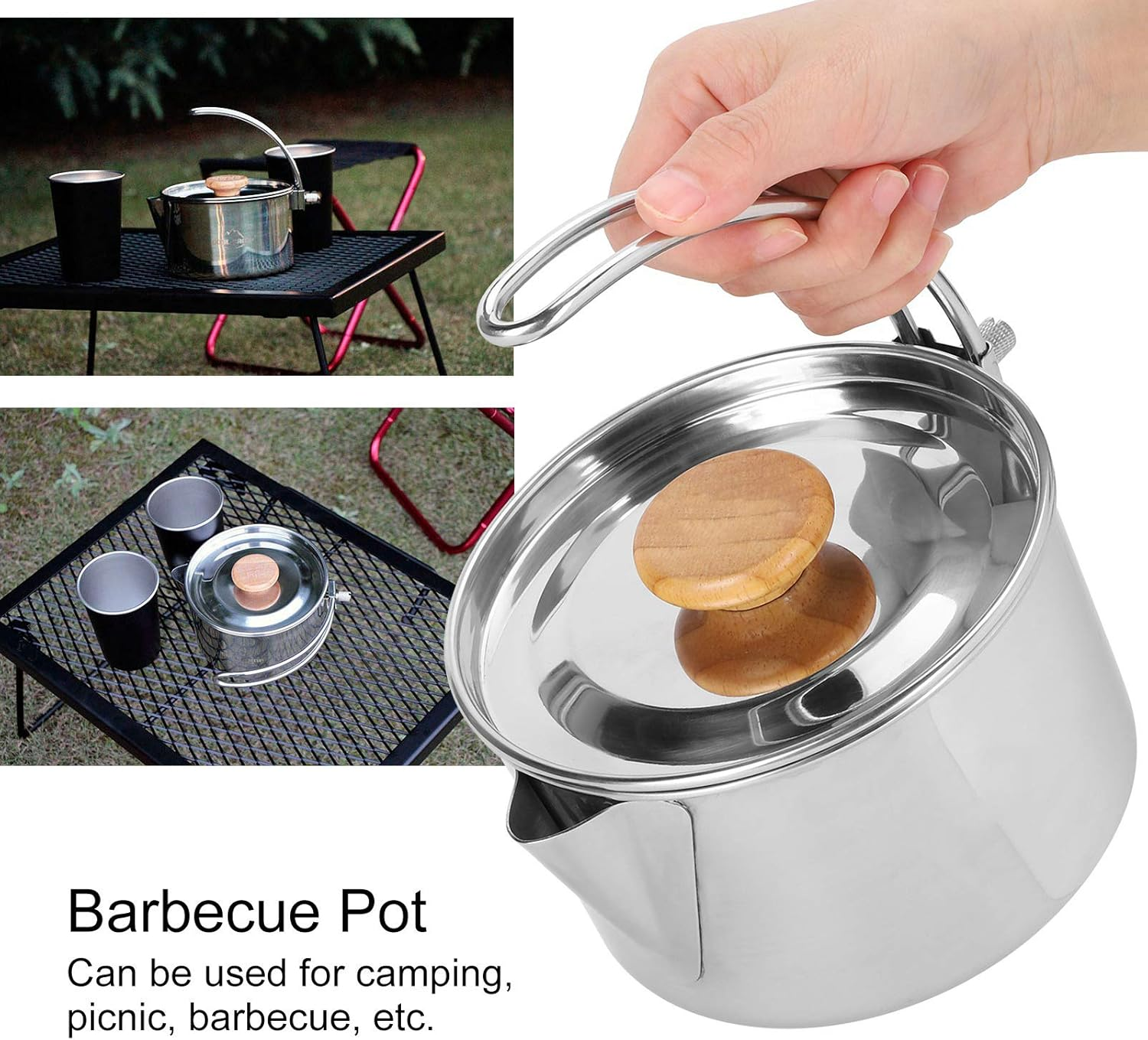 Stainless Steel Kettle, Practical Portable Folding Coffee Pot for Camping, Hiking and Fishing image number 5