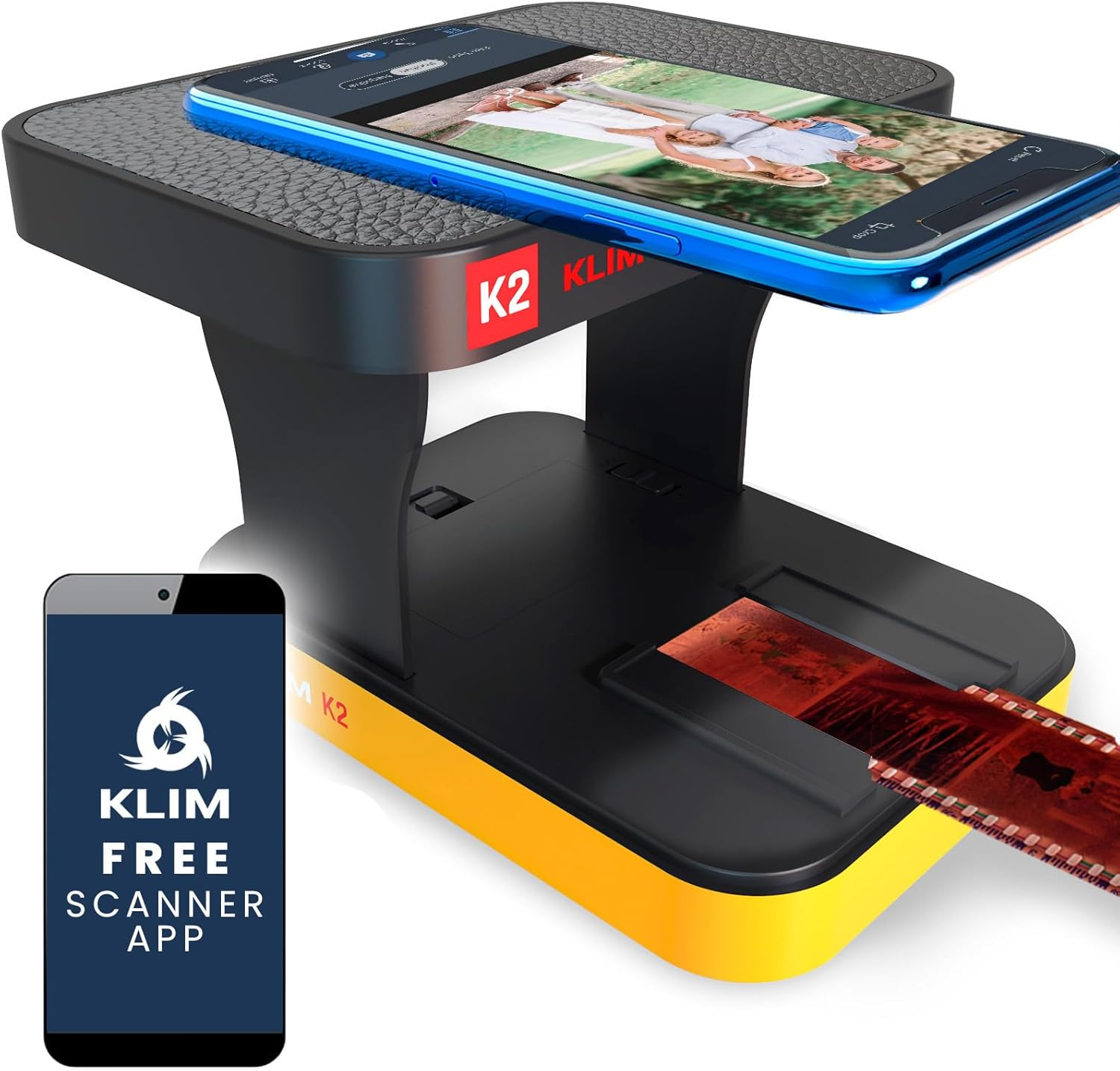 KLIM K2 Mobile Film Scanner - New Version - 35Mm Positive & Negative Slide and Photo Scanner - Essential Color Film Developing Kit - Create Your Own 35Mm Developing Service at Home - White
