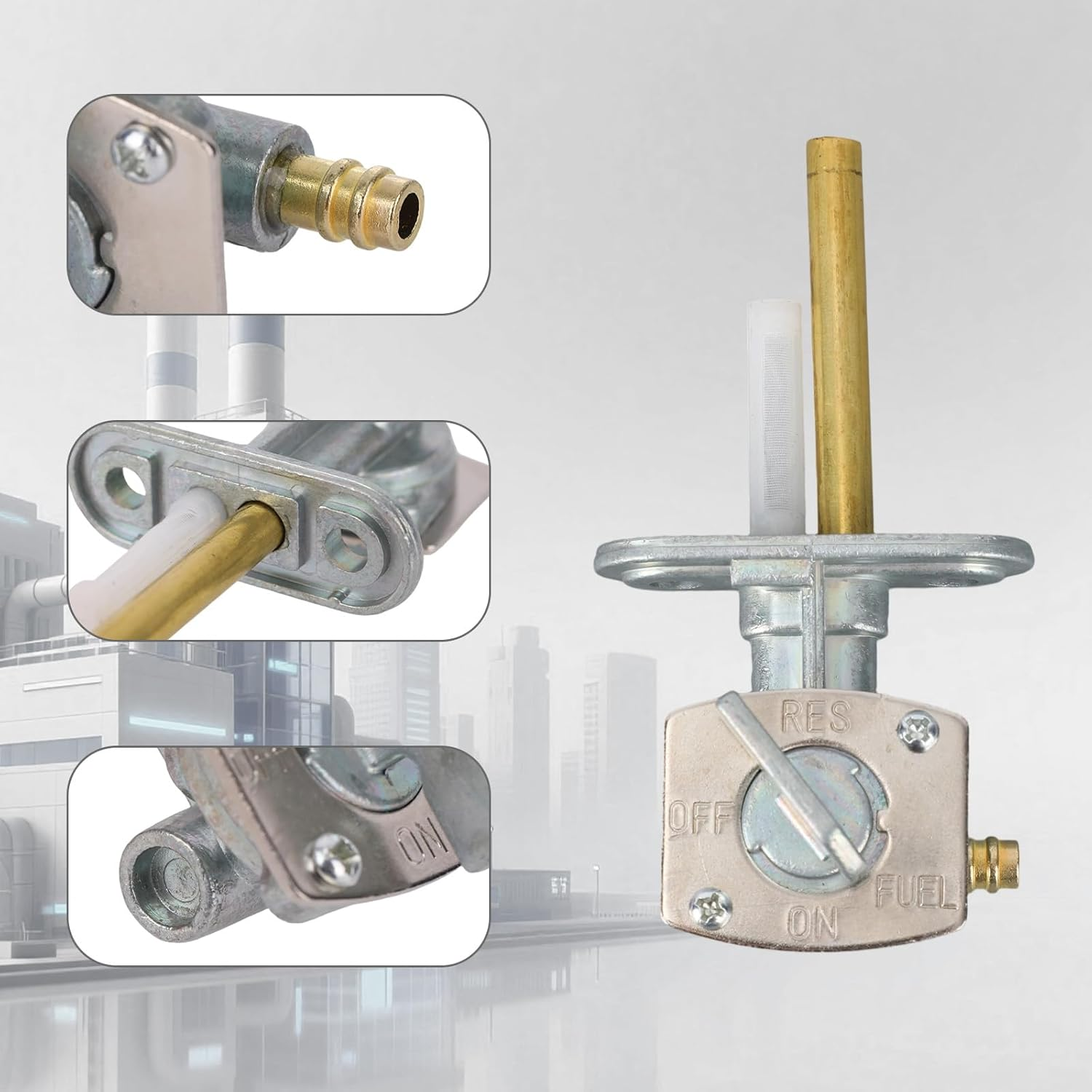 Fuel Petcock Valve Kit with Gasket & Filter Tube, Motorcycle Fuel Shut off Valve Replacement Part Compatible with Yamaha Kawasaki Suzuki ATV Motorcycles image number 4