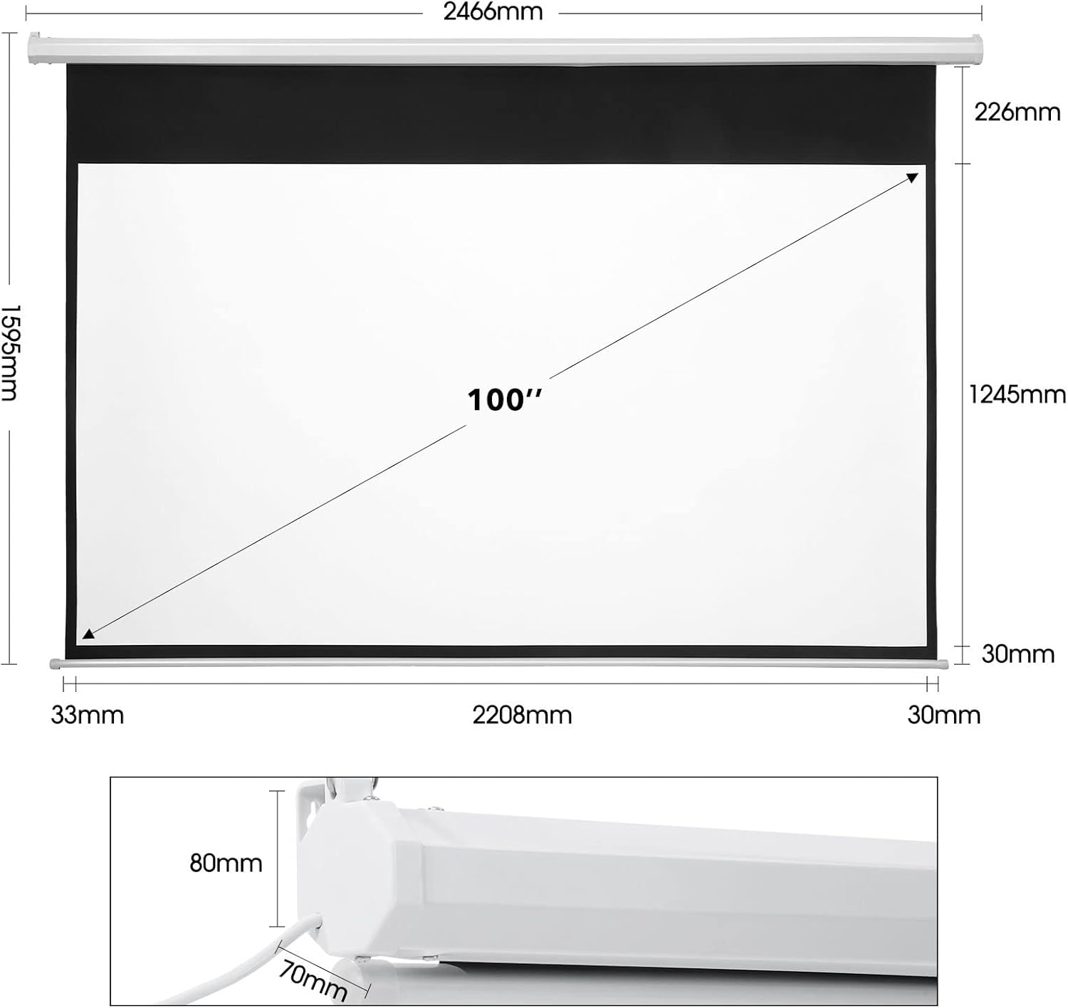 OGL Projector Screen 100 Inch 16:9,Auto-Locking Portable Projection Screen for 4K 3D 1080P HD, Movie Screen for Indoor Outdoor Home Theater Office Movies image number 1