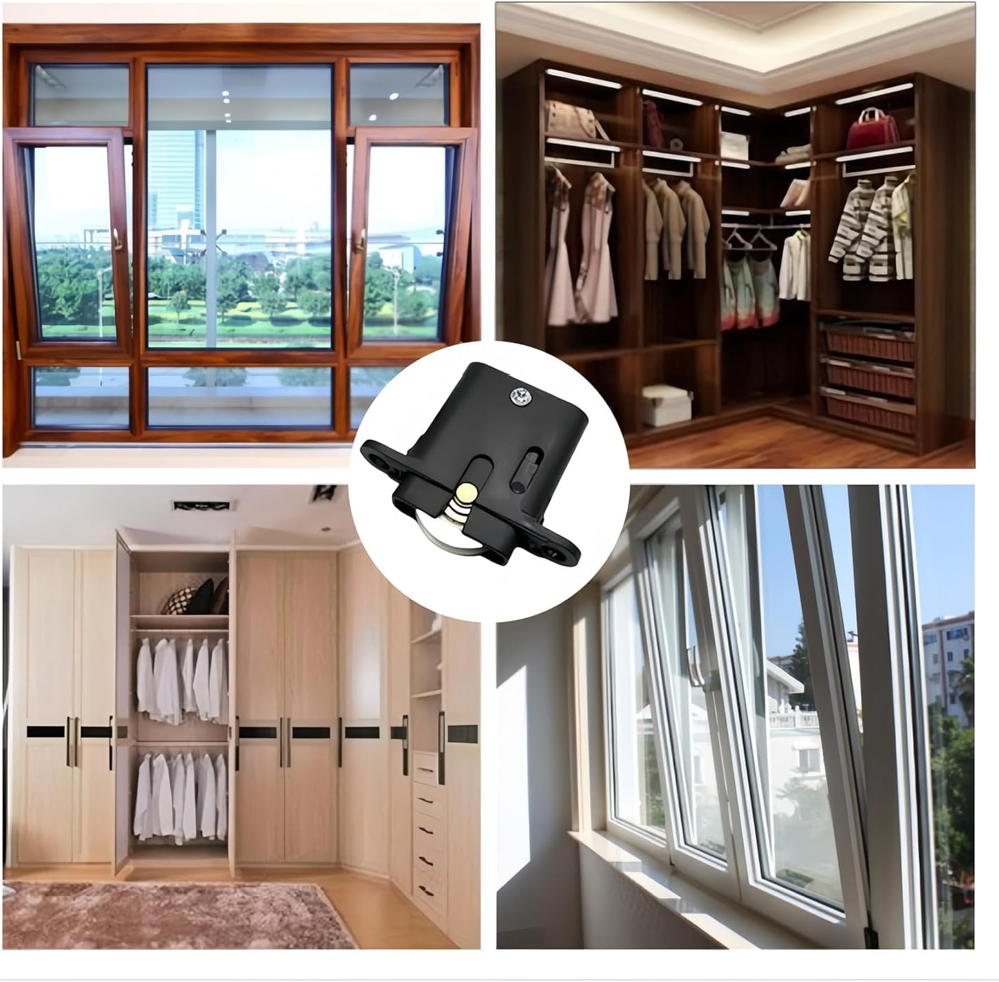 CAASFOOY 6 PCS Furniture Pulley Sliding, Furniture Door Roller Set, Security Screen Sliding Door Rollers Wheels Replacement Cabinet Pulley Accessories Hardware Supplies(Black) image number 4